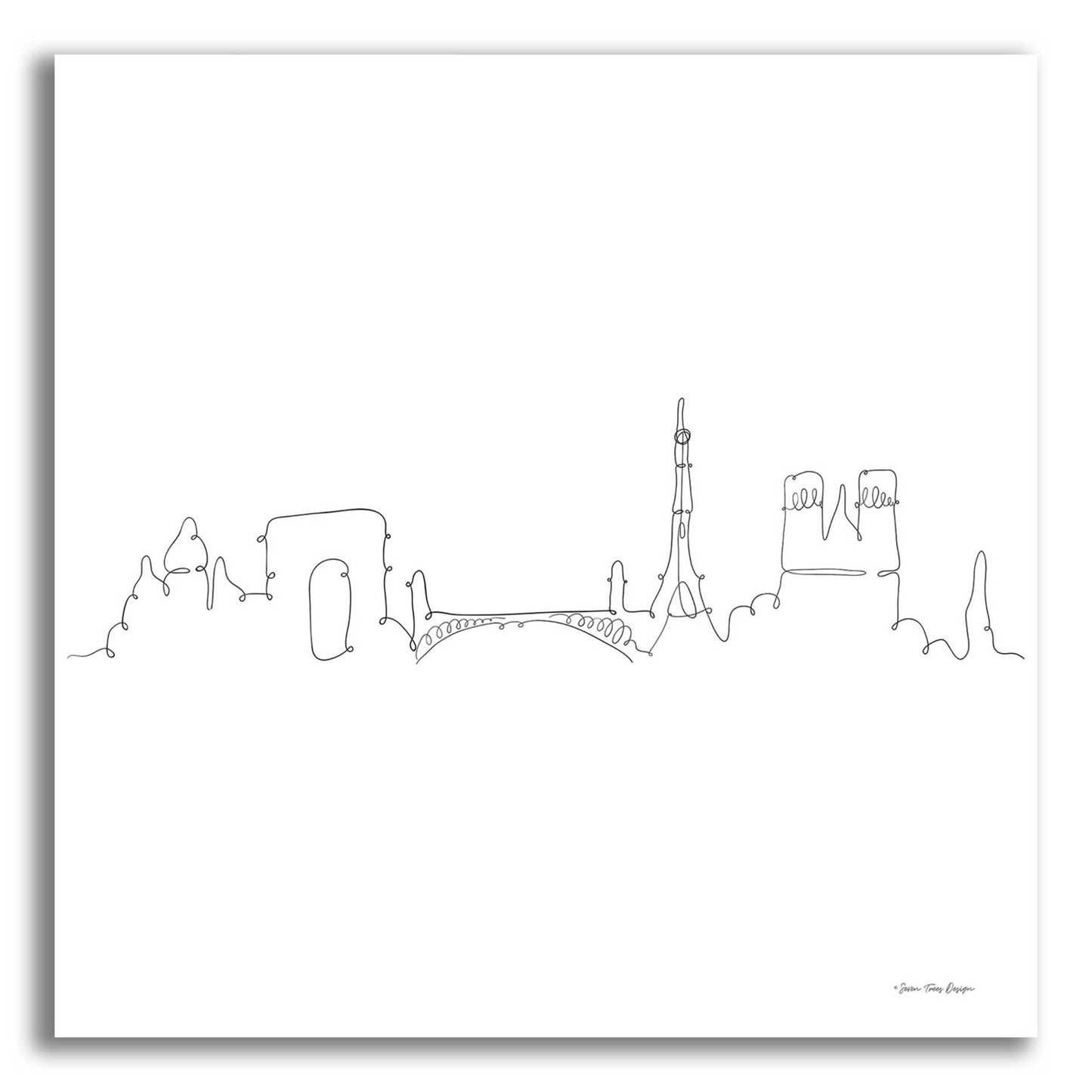 Epic Art 'One Line Paris' by Seven Trees Design, Acrylic Glass Wall Art,12x12