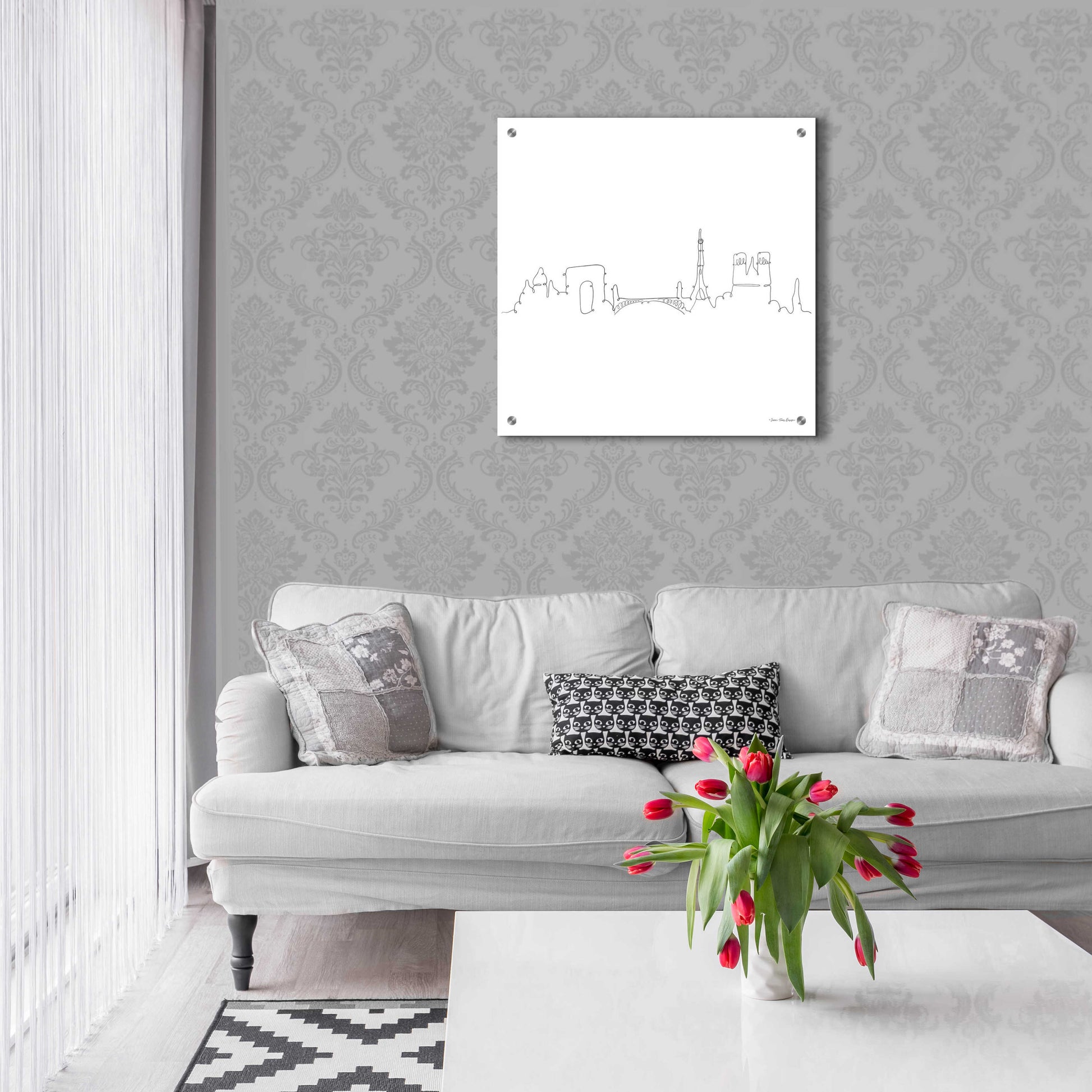 Epic Art 'One Line Paris' by Seven Trees Design, Acrylic Glass Wall Art,24x24