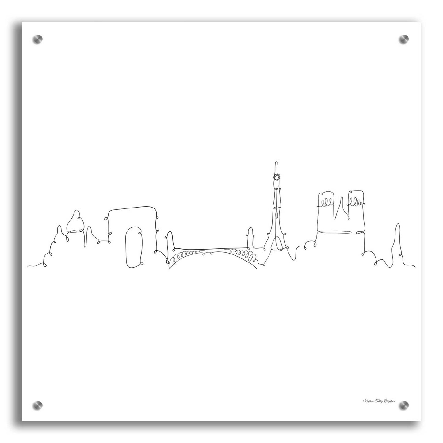 Epic Art 'One Line Paris' by Seven Trees Design, Acrylic Glass Wall Art,24x24