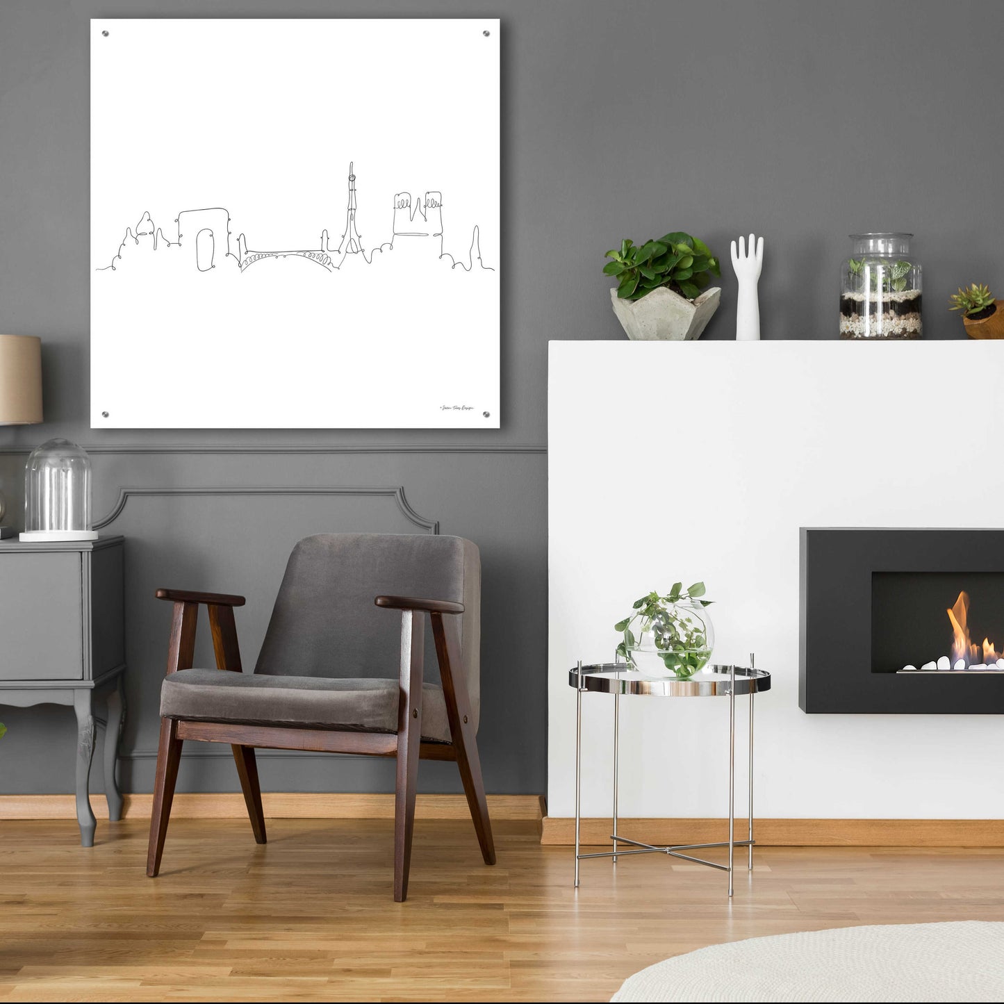 Epic Art 'One Line Paris' by Seven Trees Design, Acrylic Glass Wall Art,36x36