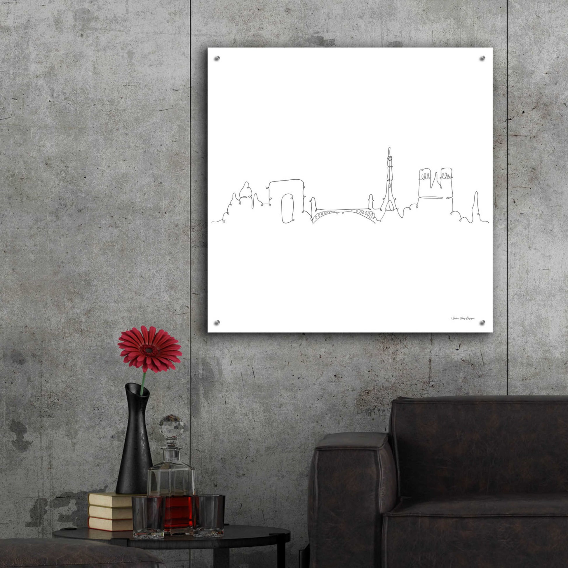 Epic Art 'One Line Paris' by Seven Trees Design, Acrylic Glass Wall Art,36x36