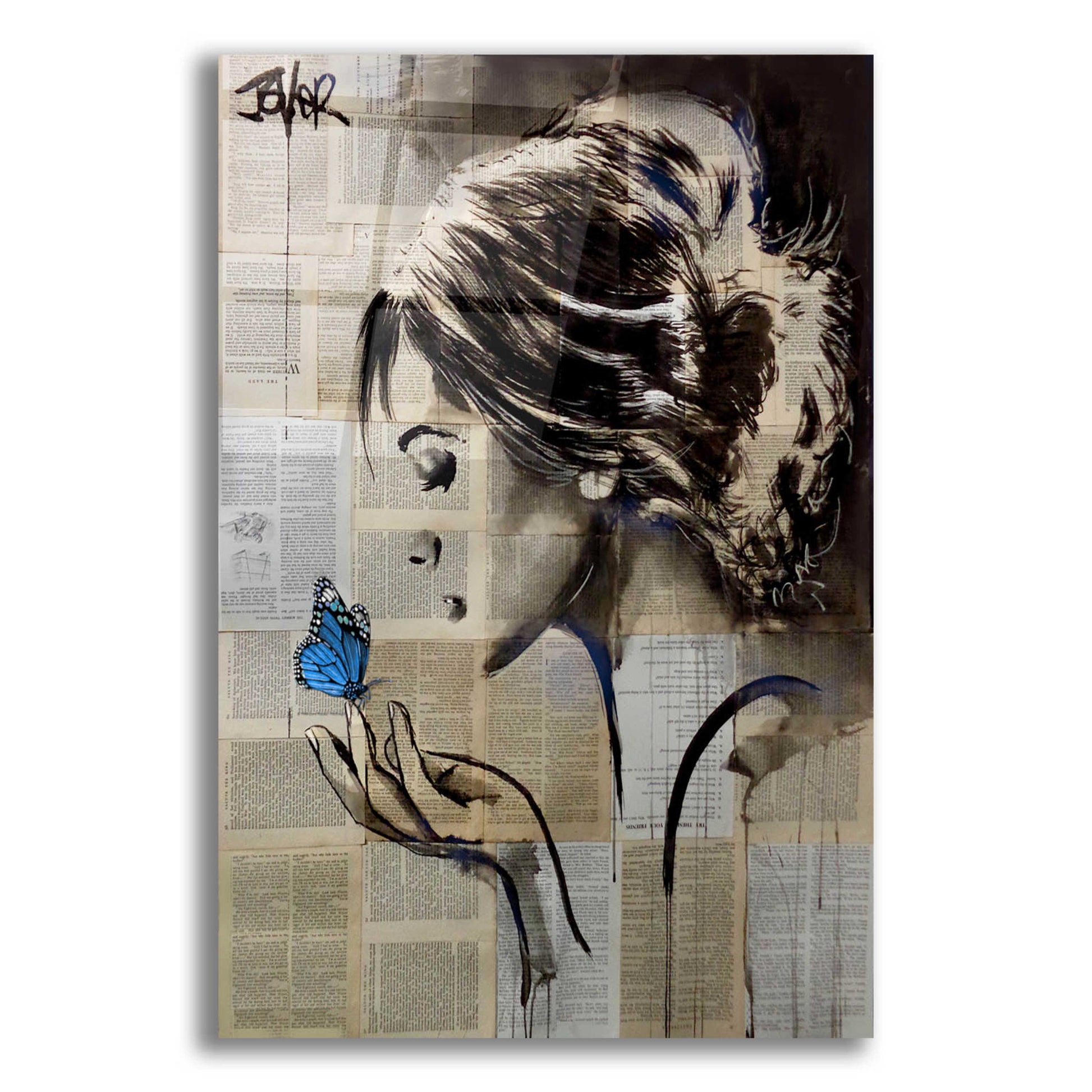 Epic Art 'A Little Blue Hope' by Loui Jover, Acrylic Glass Wall Art,12x16