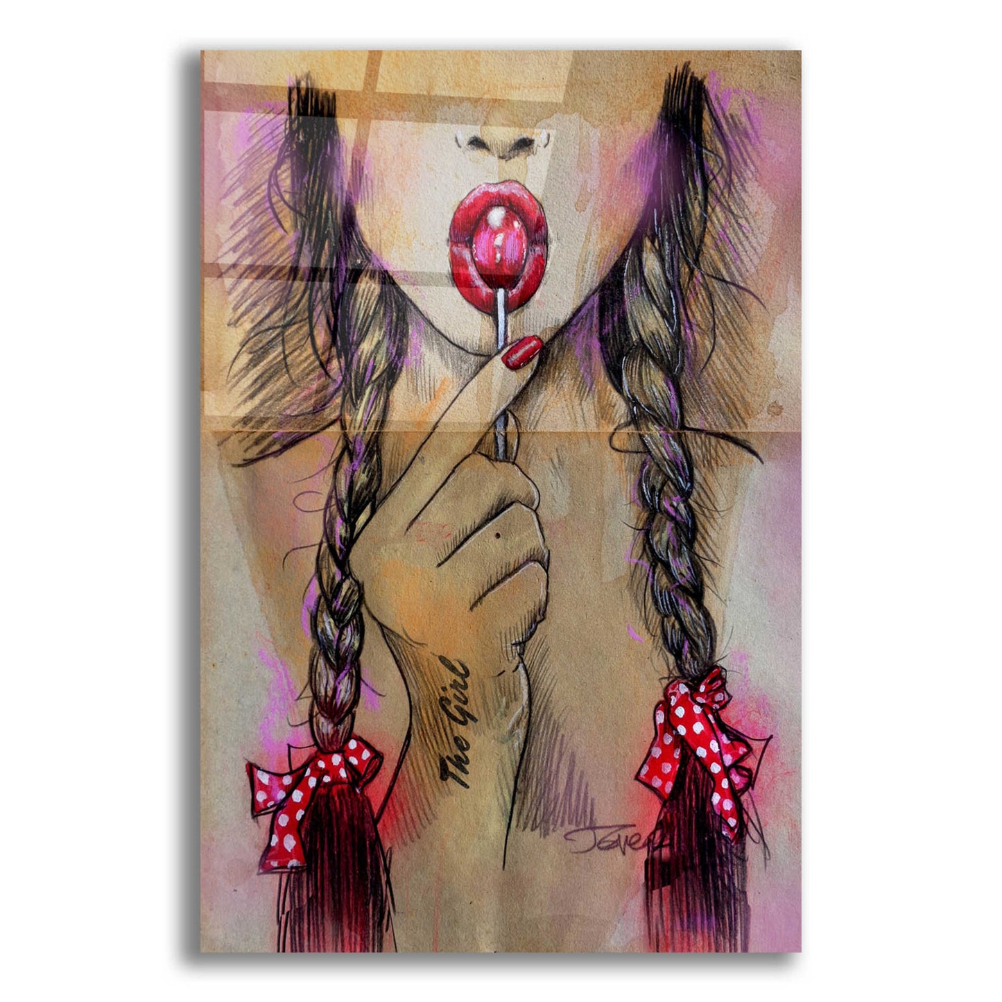 Epic Art 'Raspberry' by Loui Jover, Acrylic Glass Wall Art,12x16