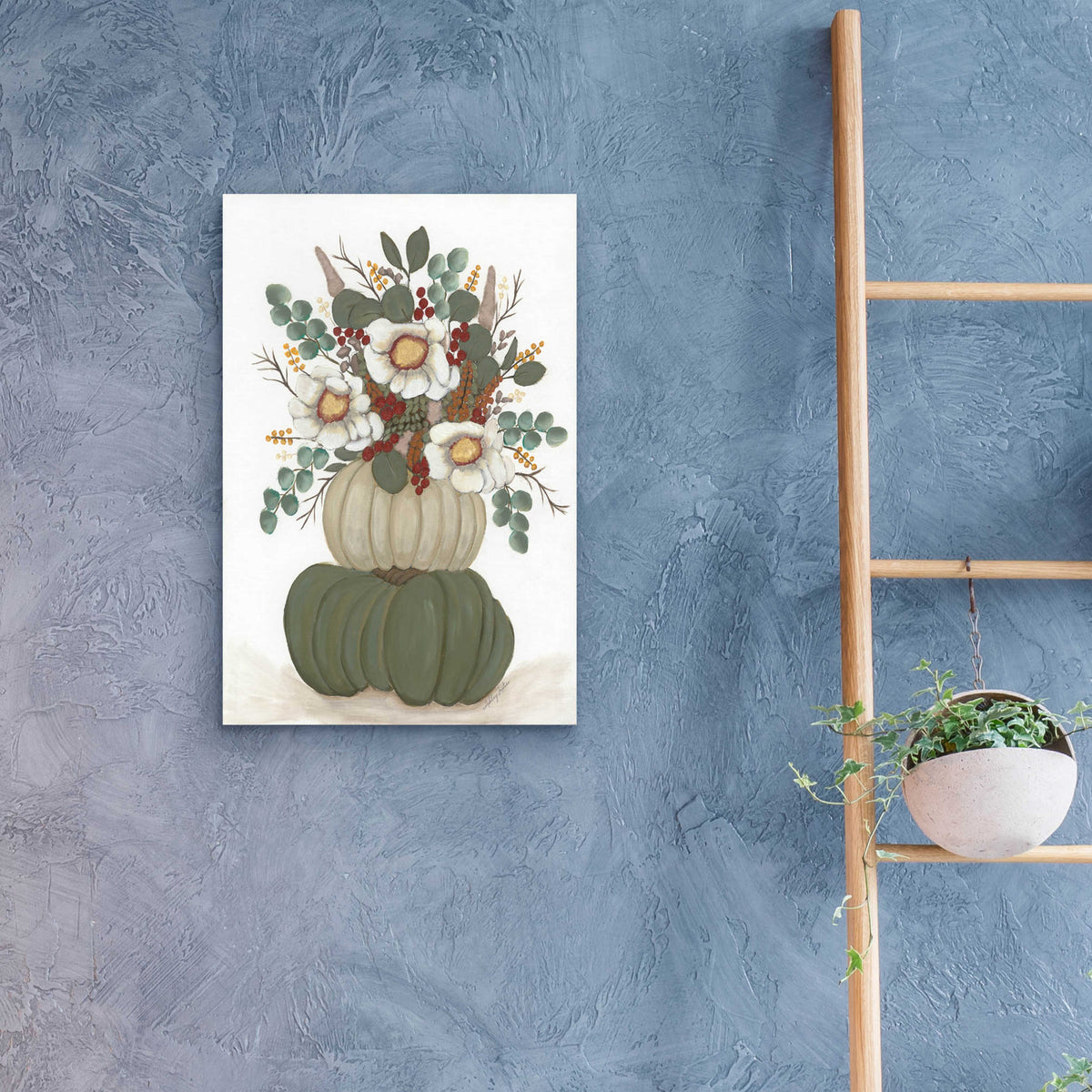 Floral Pumpkin Stack by Ashley Justice - 16x24 acrylic wall art in a room