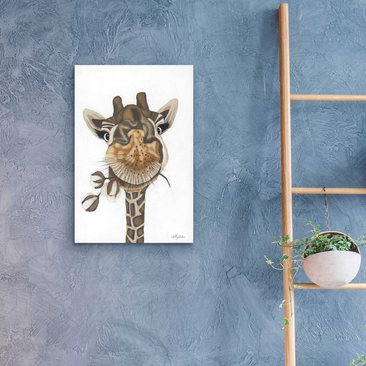 Giraffe with Cotton by Ashley Justice - 16x24 acrylic wall art in a room