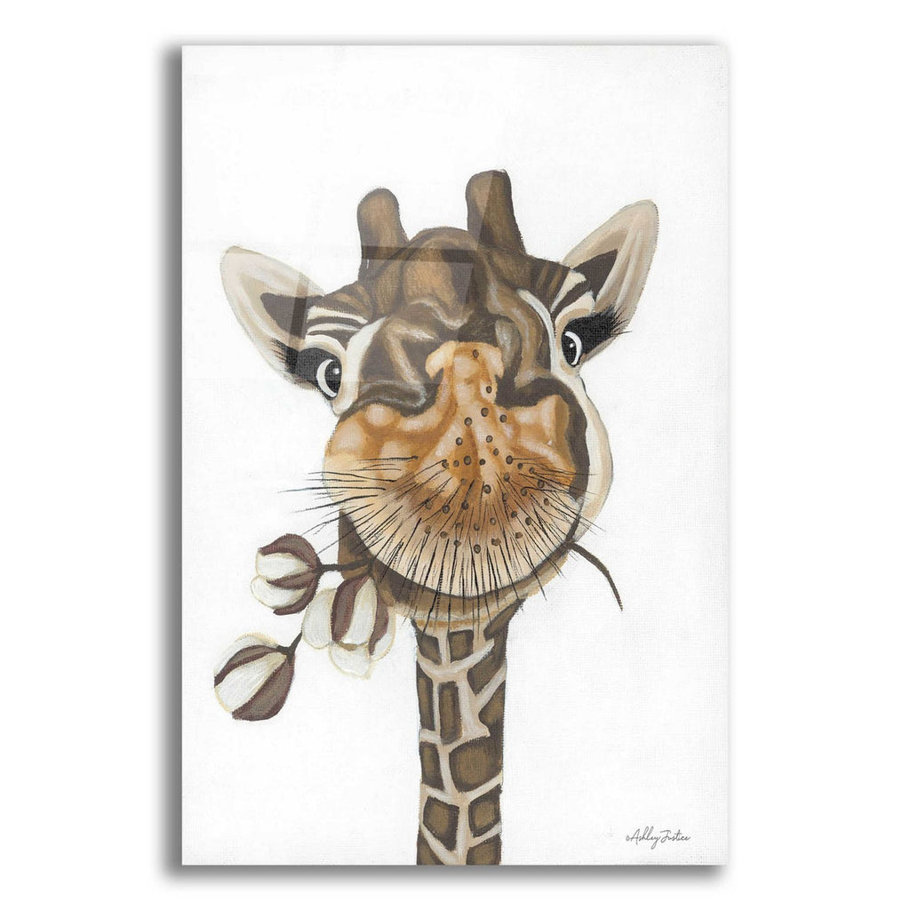 Giraffe with Cotton by Ashley Justice acrylic glass wall art