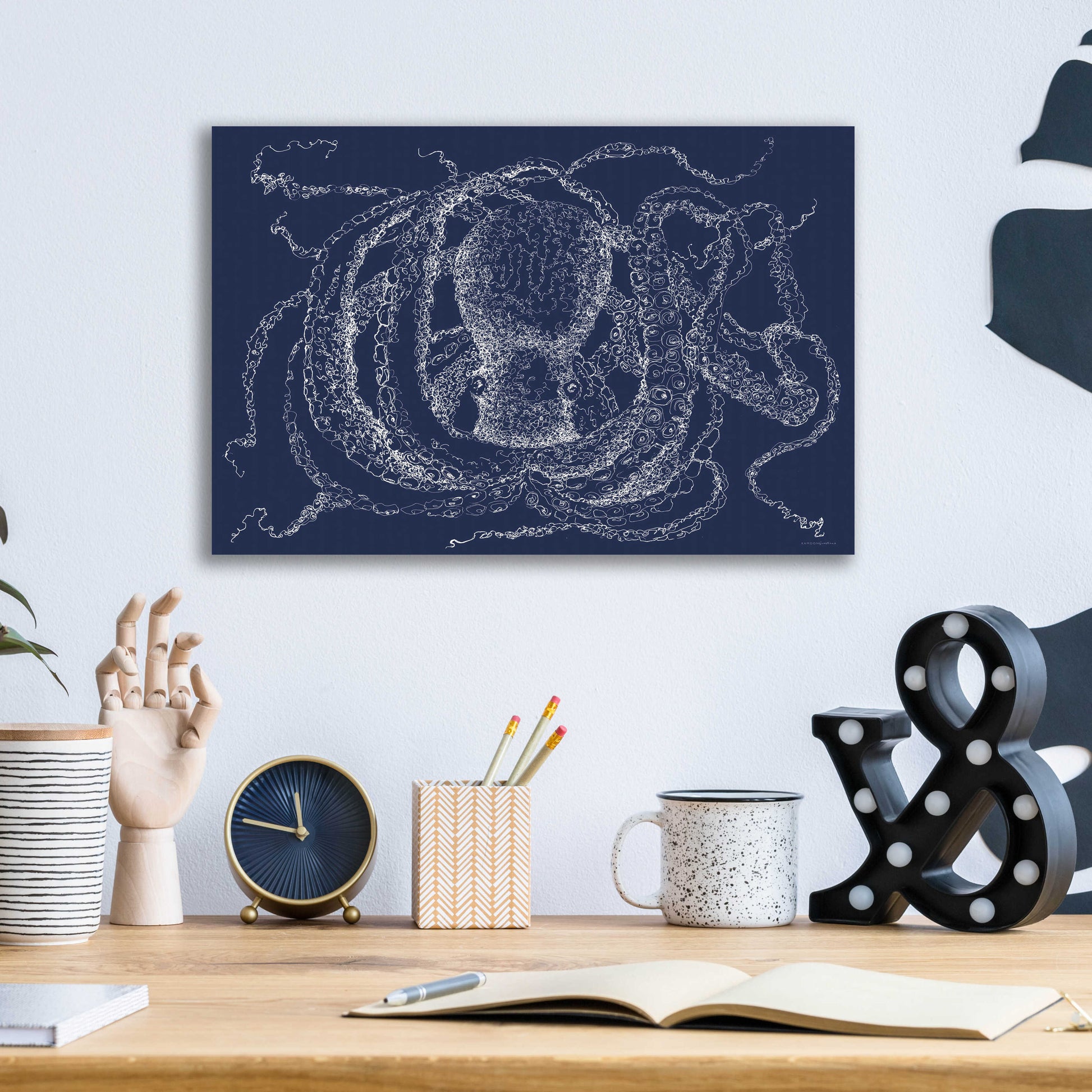 Epic Art 'Octo Scribble' by Kamdon Kreations, Acrylic Glass Wall Art,16x12