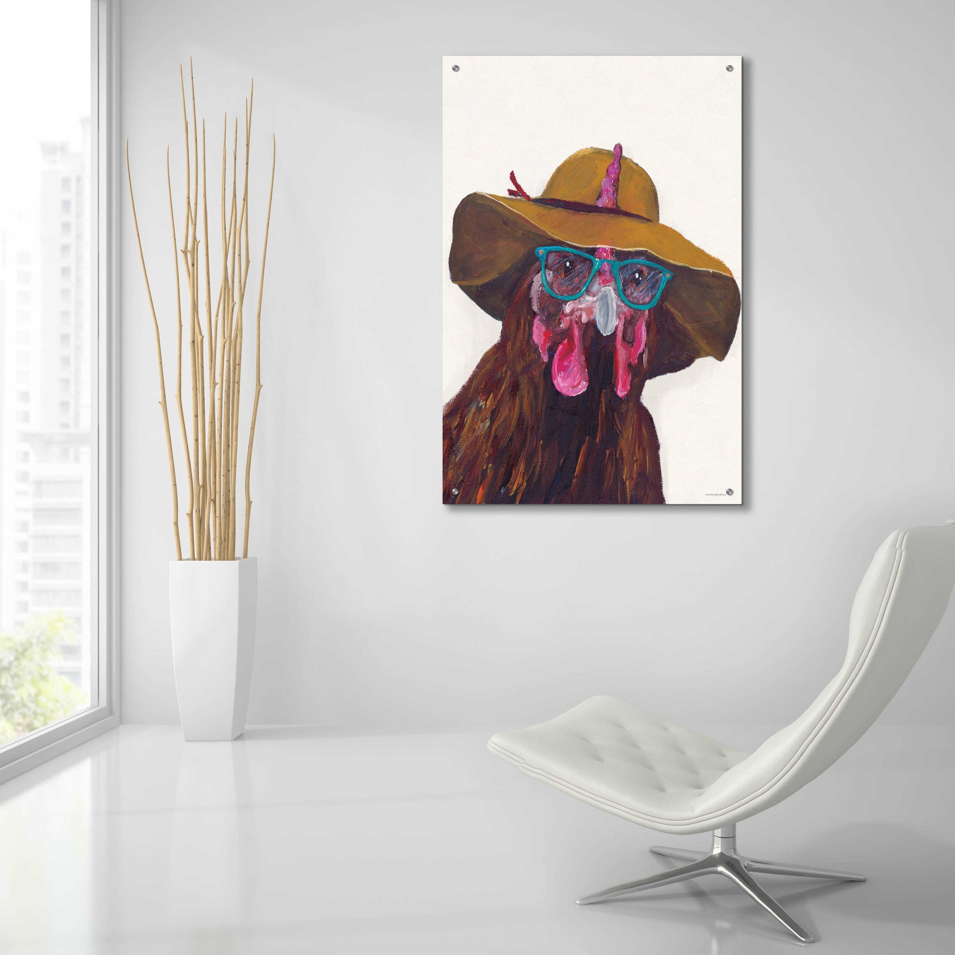 Epic Art 'Don't Be a Chicken Just Wear the Glasses' by Kamdon Kreations, Acrylic Glass Wall Art,24x36