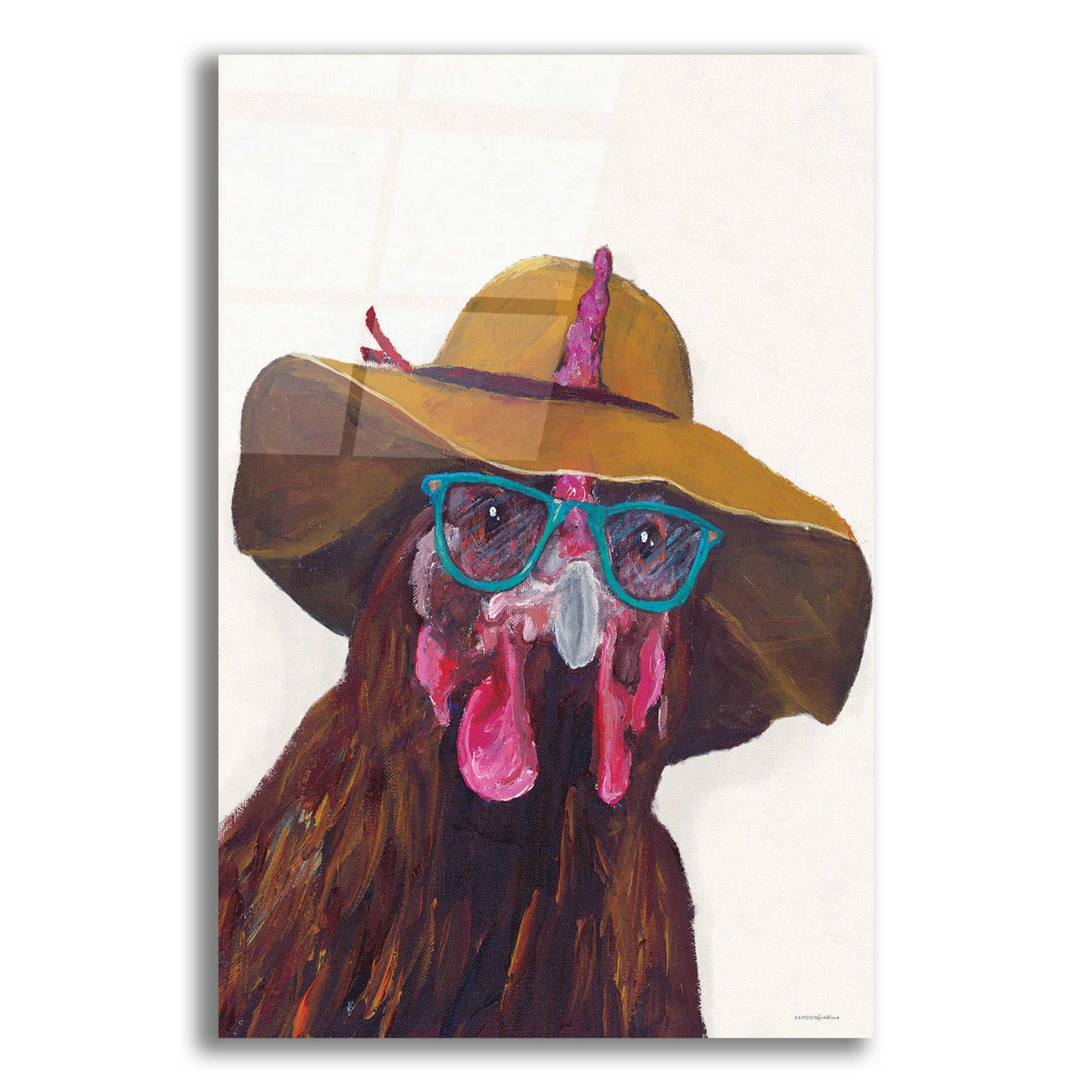 Epic Art 'Don't Be a Chicken Just Wear the Glasses' by Kamdon Kreations, Acrylic Glass Wall Art