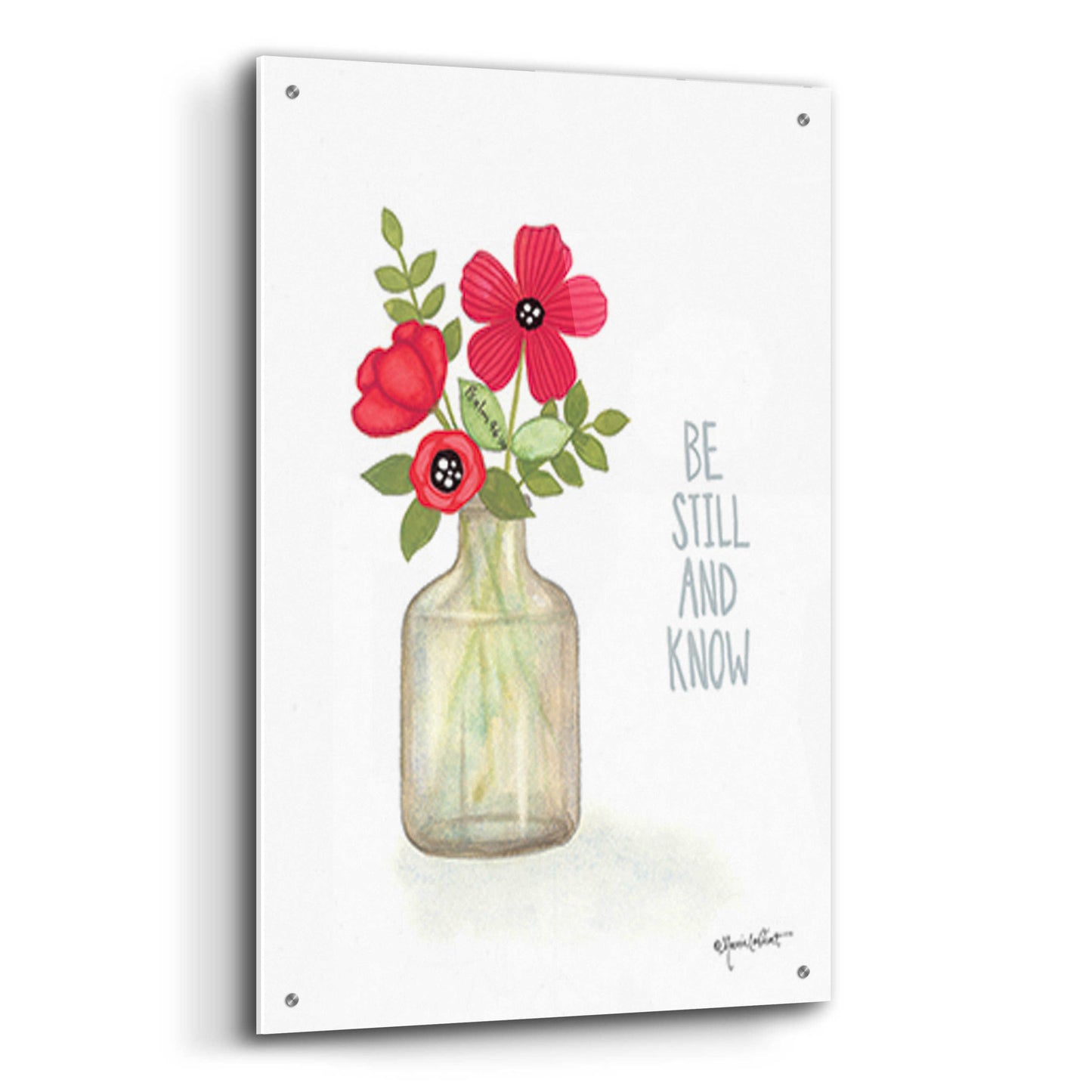 Epic Art 'Red Blossoms - Be Still' by Annie LaPoint, Acrylic Glass Wall Art,24x36