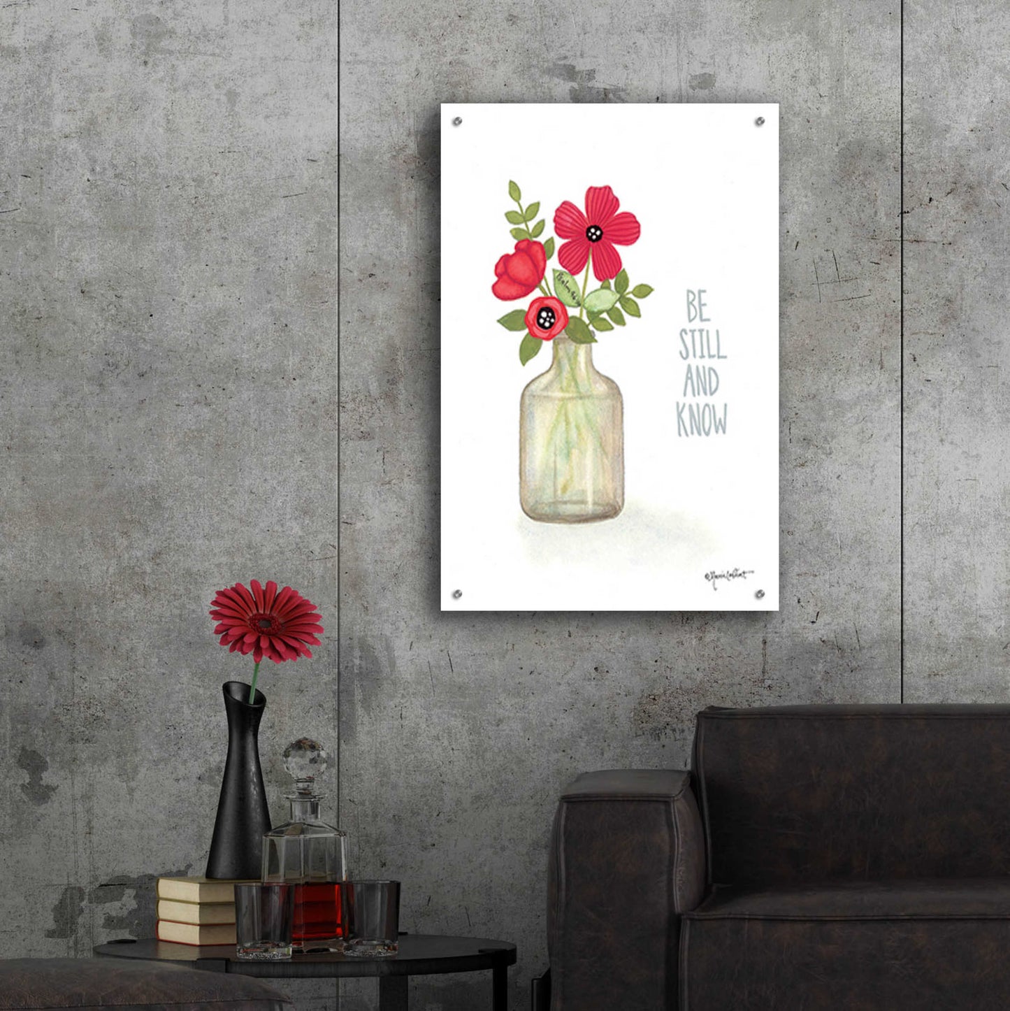 Epic Art 'Red Blossoms - Be Still' by Annie LaPoint, Acrylic Glass Wall Art,24x36