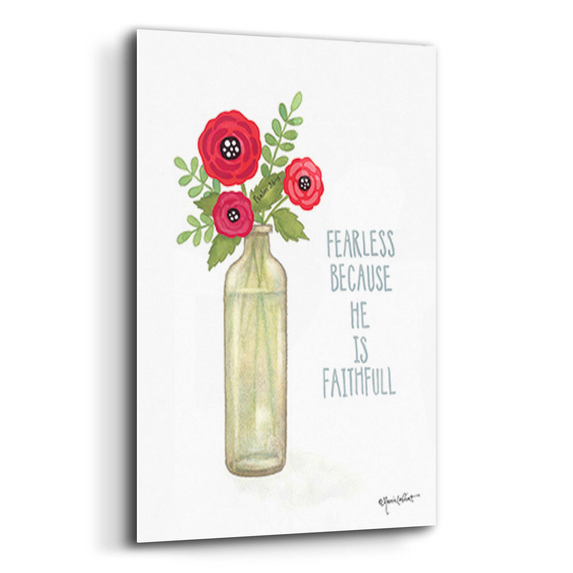 Epic Art 'Red Blossoms - Be Fearless' by Annie LaPoint, Acrylic Glass Wall Art,12x16