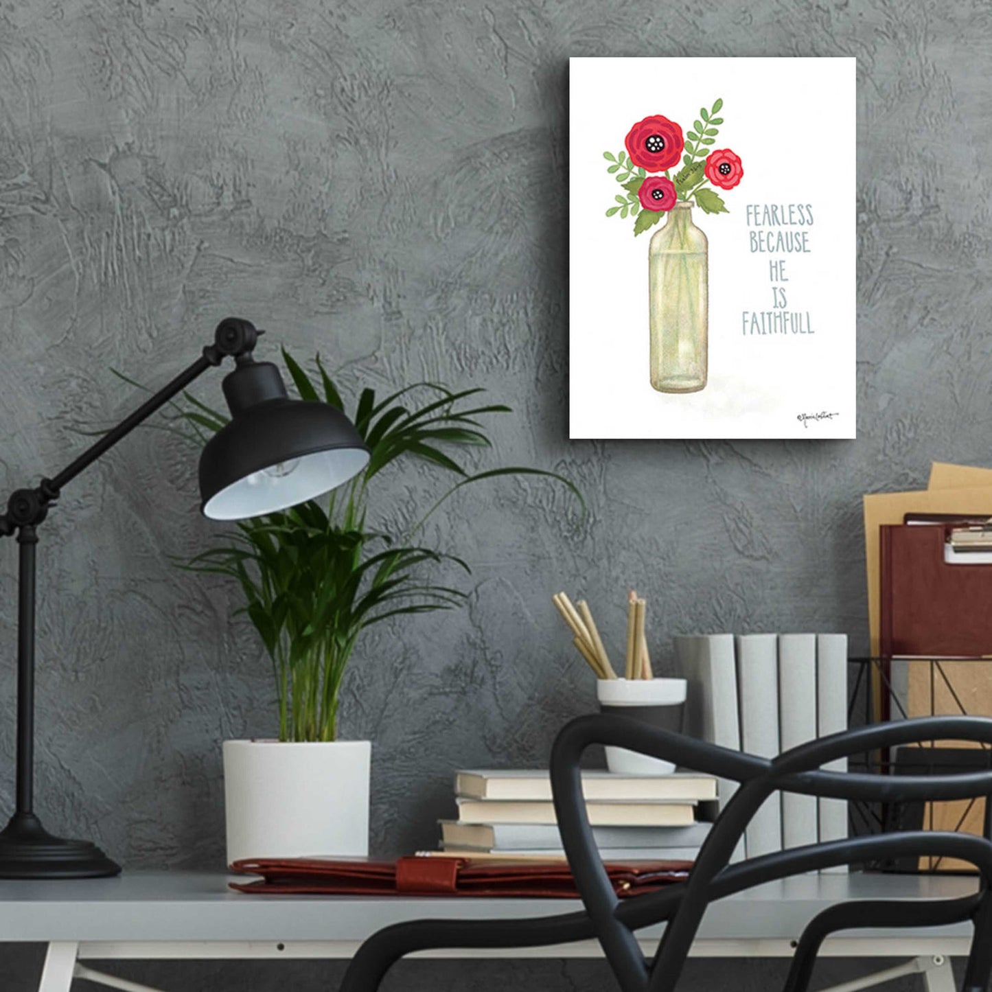 Epic Art 'Red Blossoms - Be Fearless' by Annie LaPoint, Acrylic Glass Wall Art,12x16