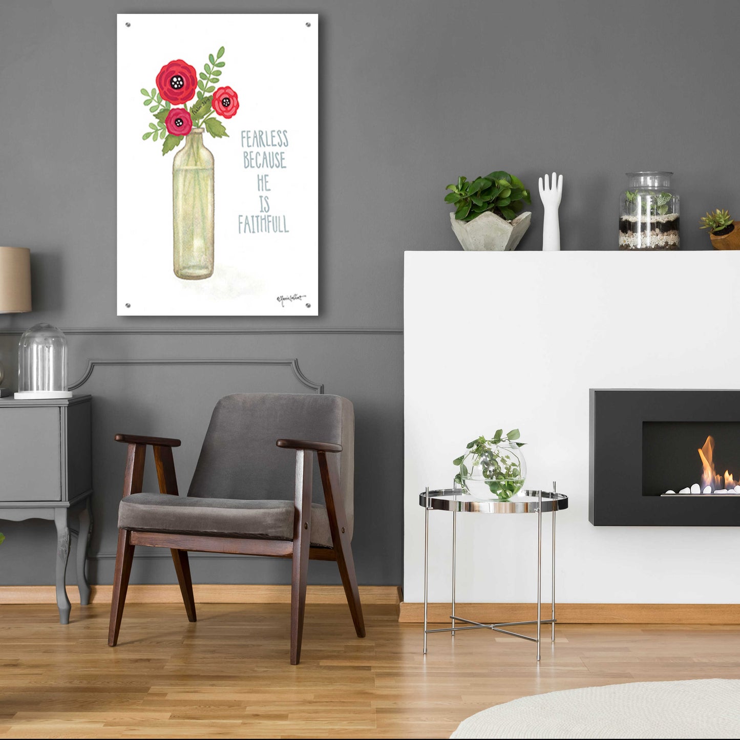 Epic Art 'Red Blossoms - Be Fearless' by Annie LaPoint, Acrylic Glass Wall Art,24x36