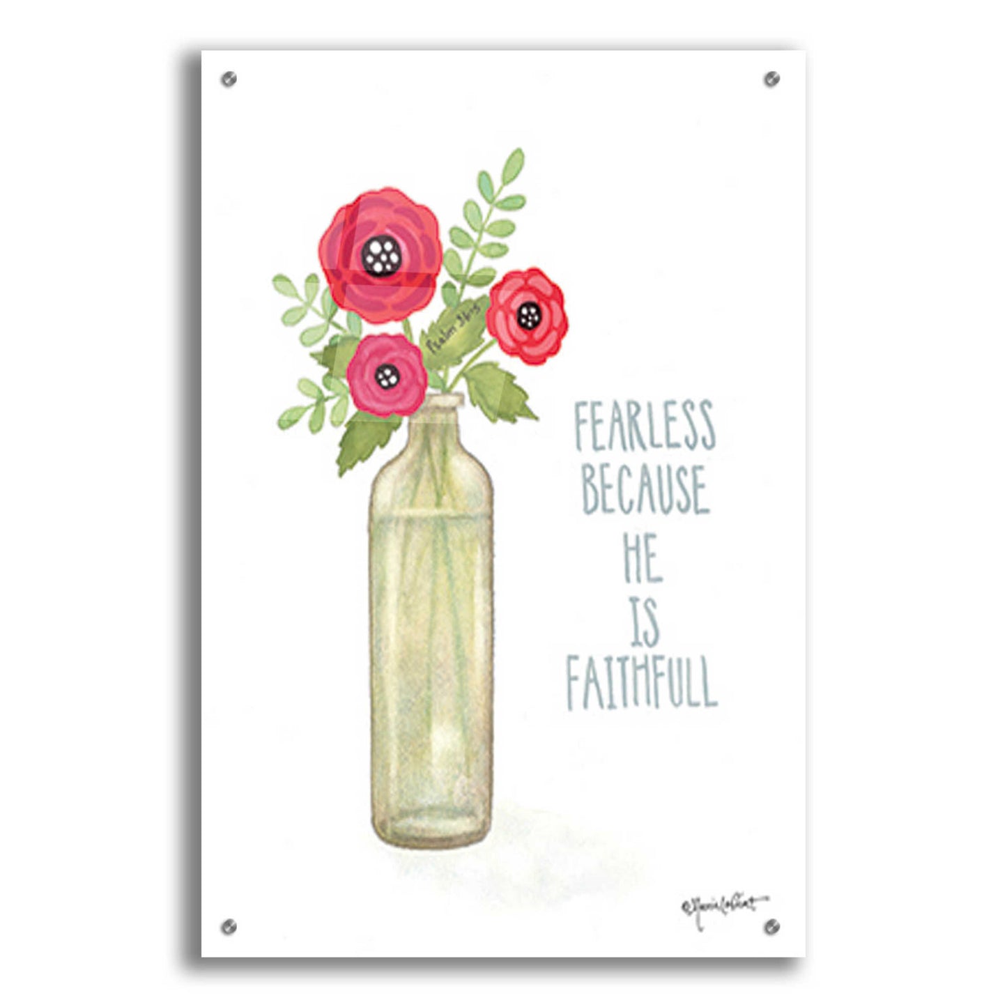 Epic Art 'Red Blossoms - Be Fearless' by Annie LaPoint, Acrylic Glass Wall Art,24x36