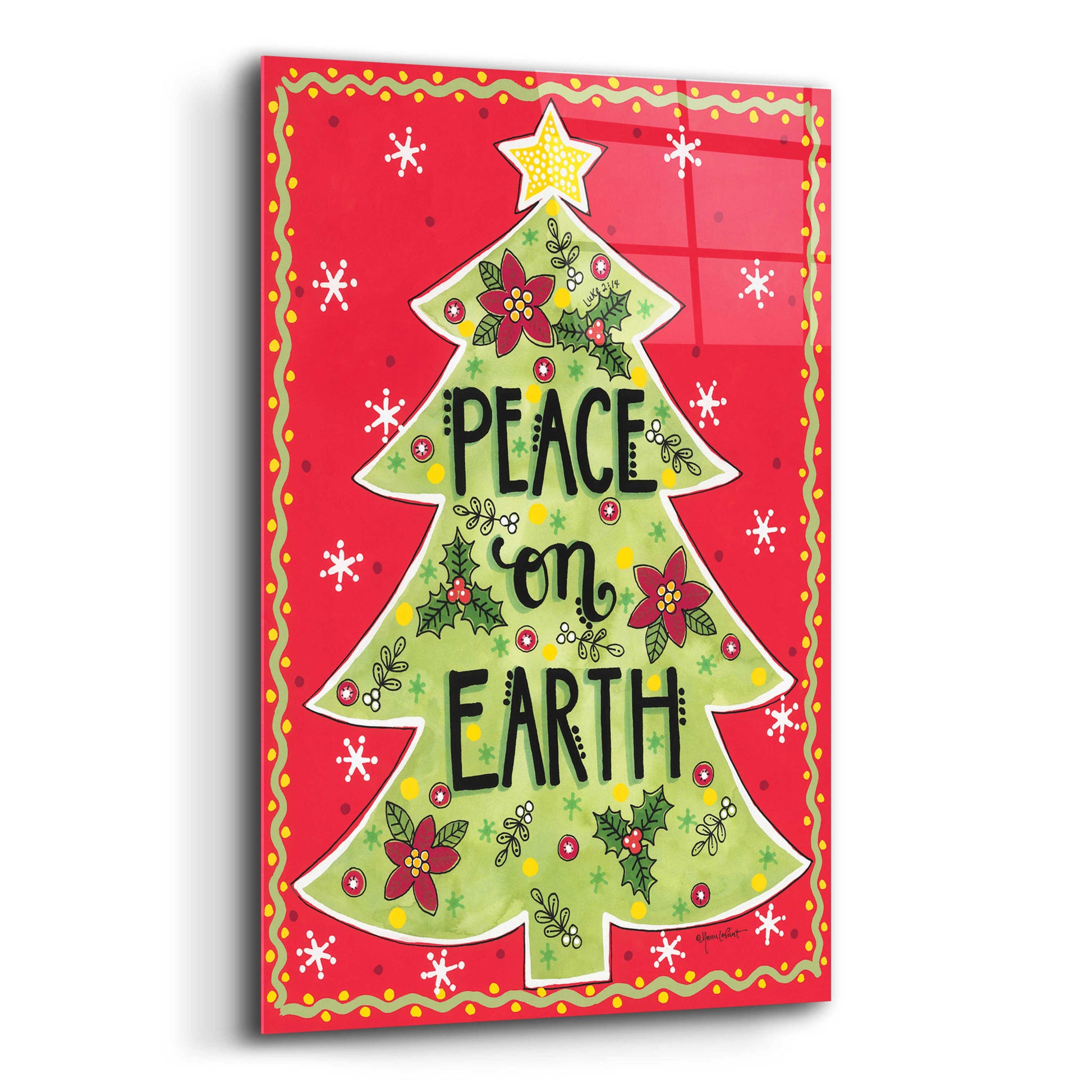 Epic Art 'Peace on Earth Tree' by Annie LaPoint, Acrylic Glass Wall Art,12x16