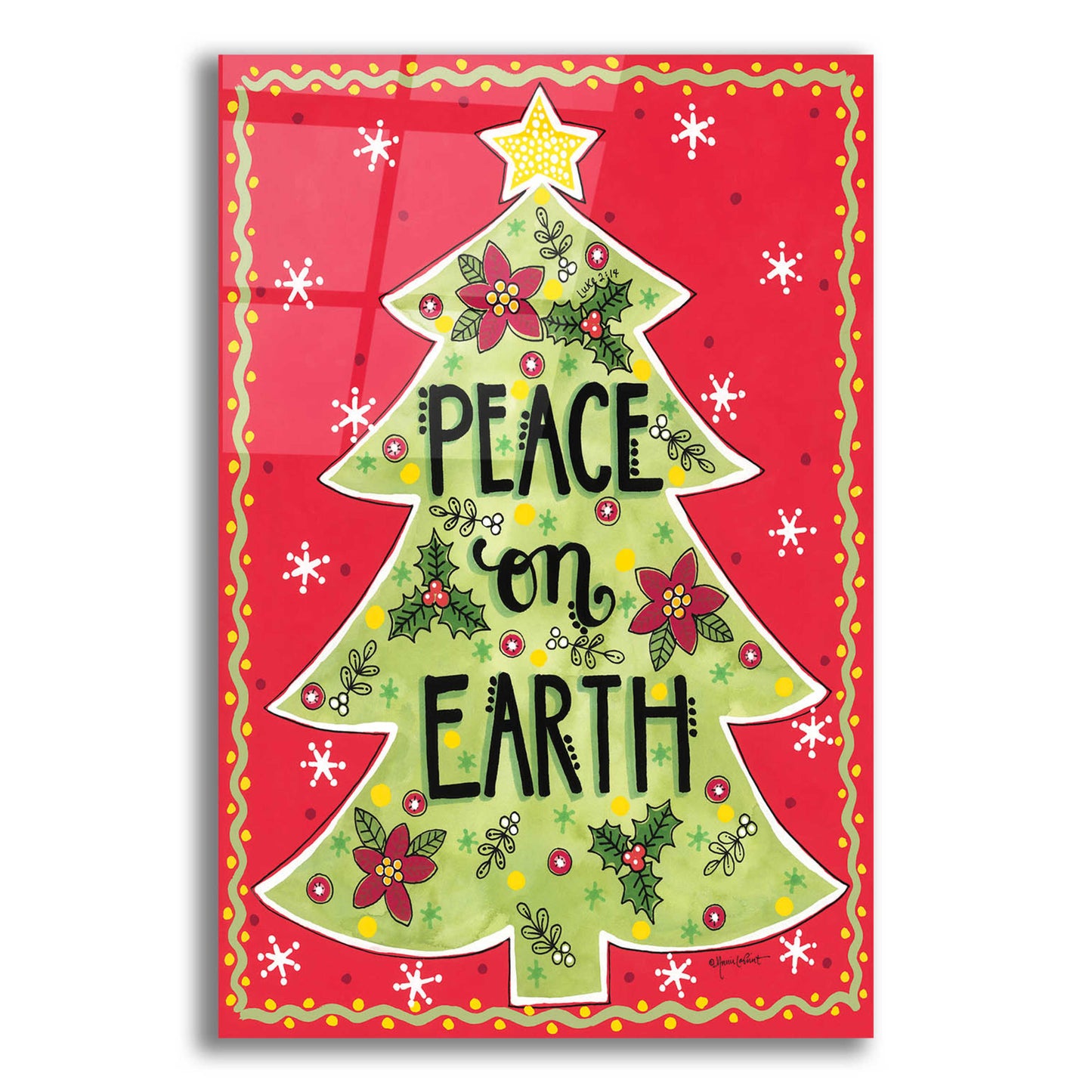 Epic Art 'Peace on Earth Tree' by Annie LaPoint, Acrylic Glass Wall Art,12x16