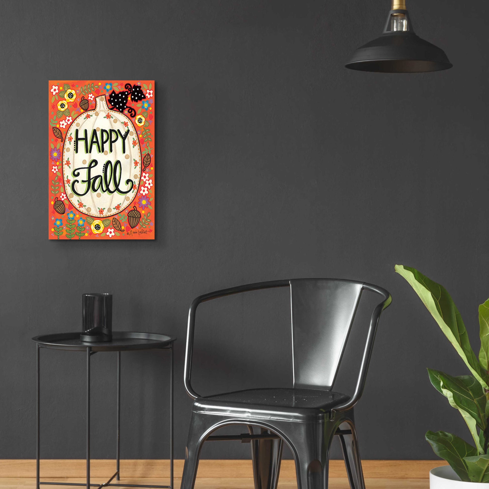 Epic Art 'Happy Fall Pumpkin' by Annie LaPoint, Acrylic Glass Wall Art,16x24