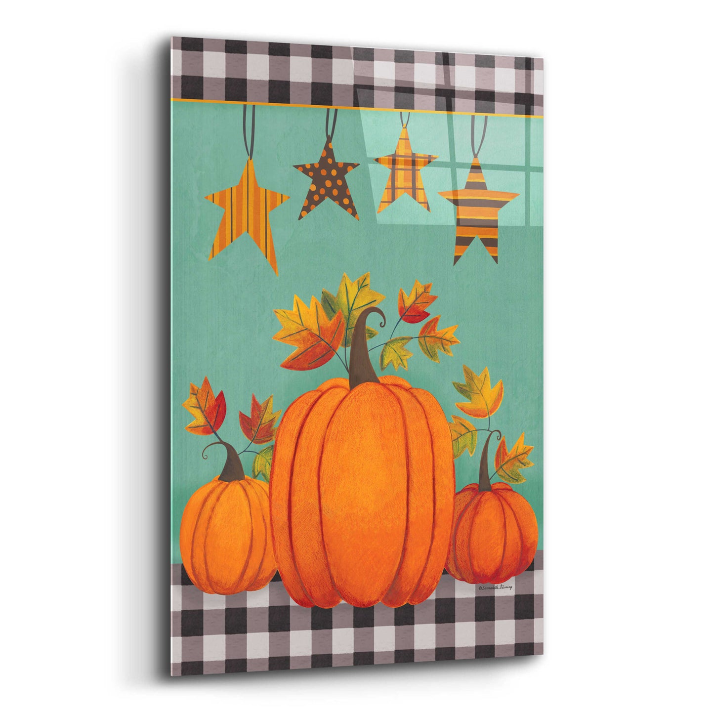 Epic Art 'Pumpkins & Stars' by Bernadette Deming, Acrylic Glass Wall Art,12x16