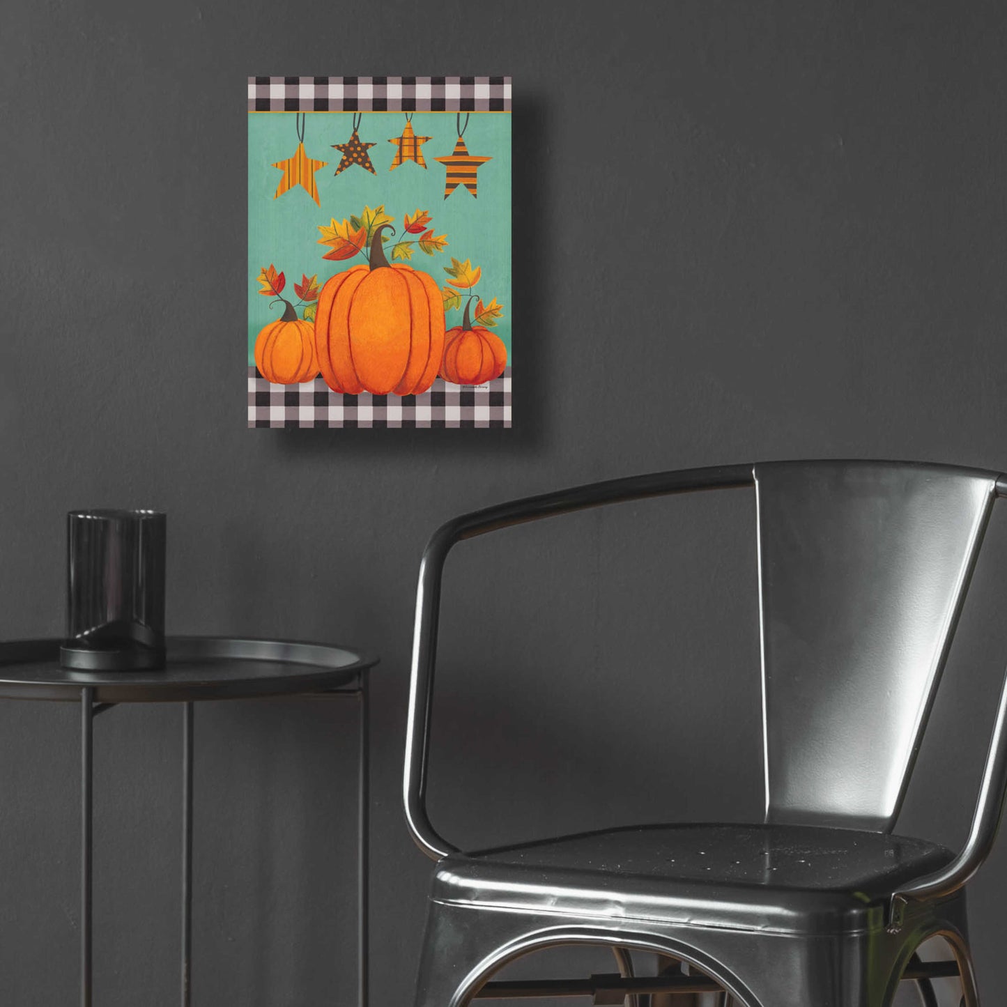 Epic Art 'Pumpkins & Stars' by Bernadette Deming, Acrylic Glass Wall Art,12x16