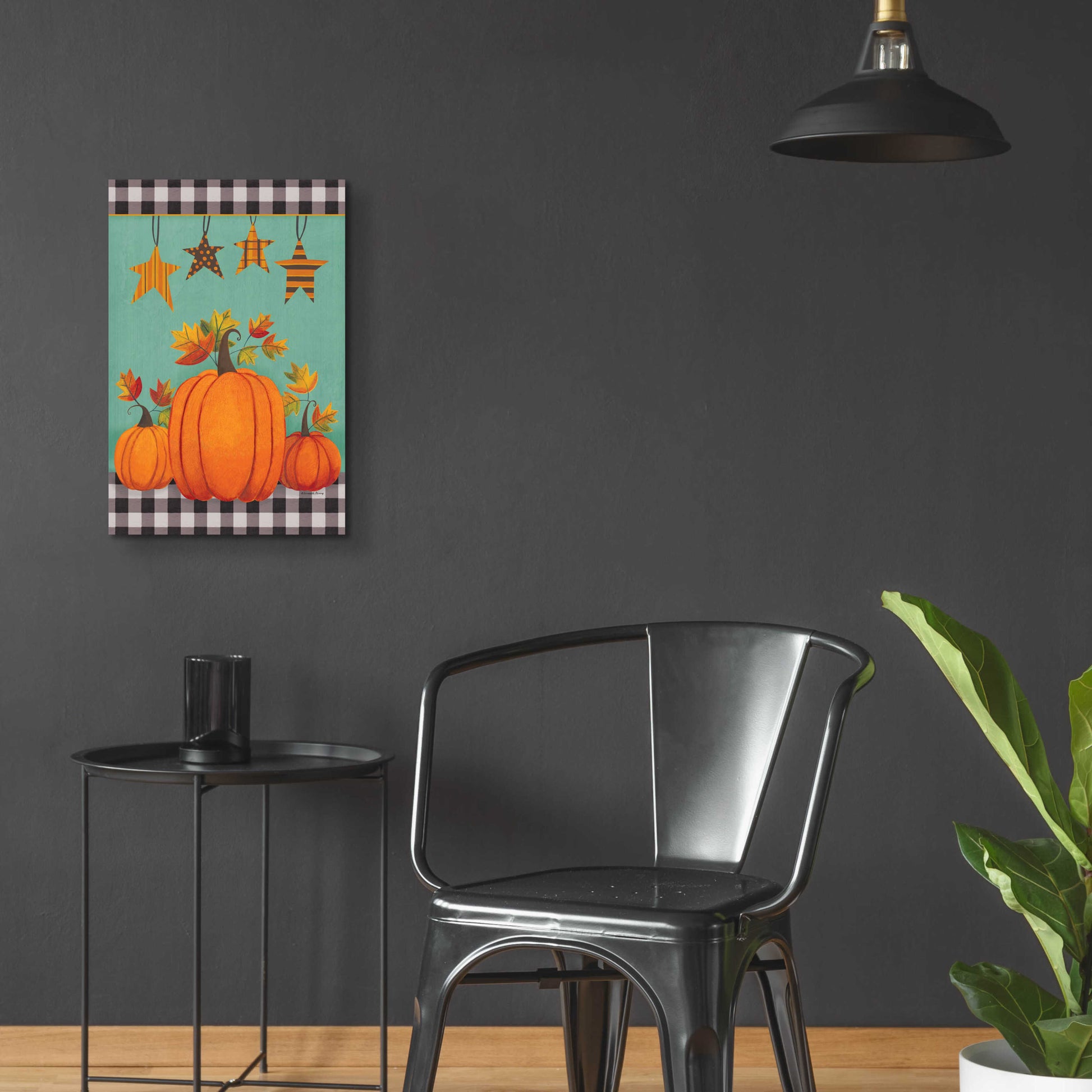 Epic Art 'Pumpkins & Stars' by Bernadette Deming, Acrylic Glass Wall Art,16x24