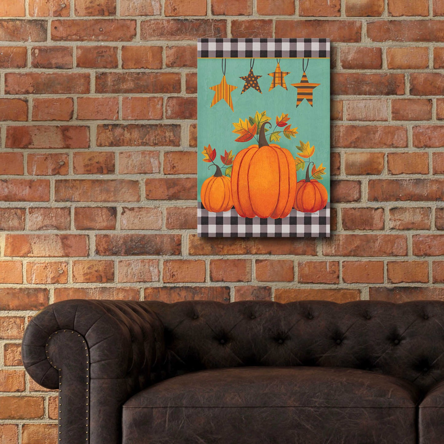 Epic Art 'Pumpkins & Stars' by Bernadette Deming, Acrylic Glass Wall Art,16x24