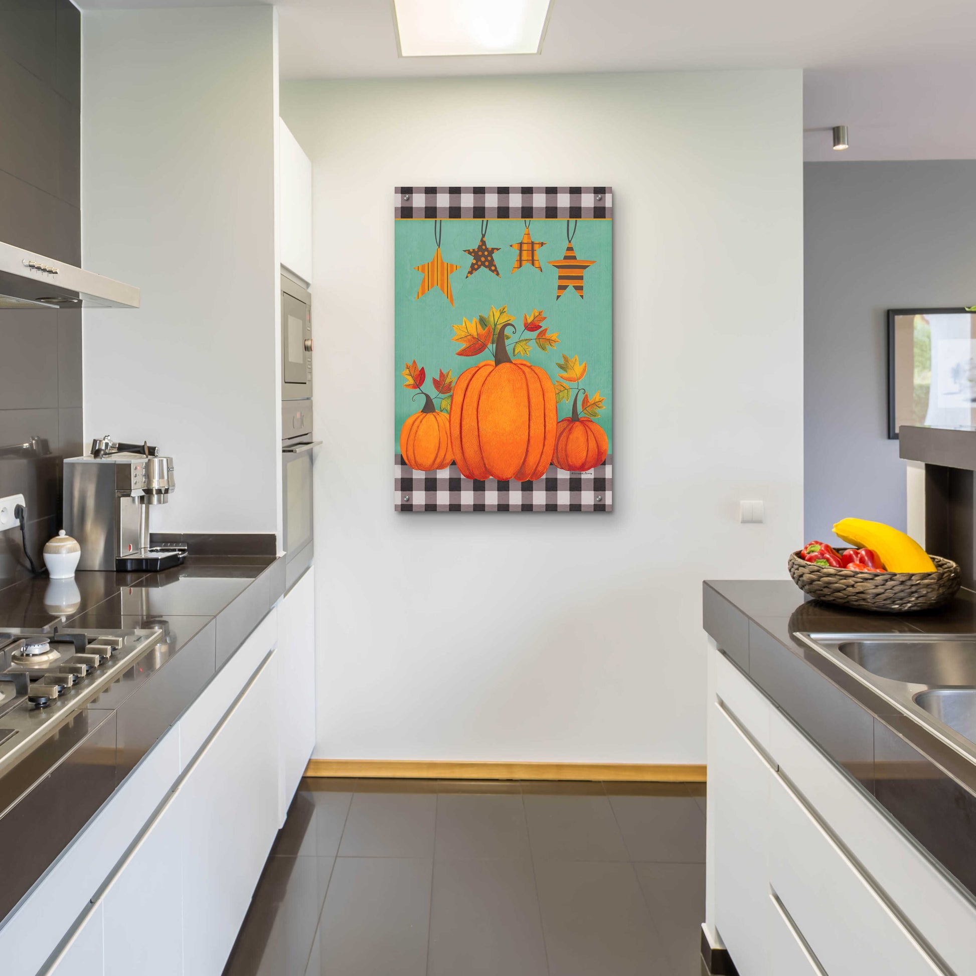 Epic Art 'Pumpkins & Stars' by Bernadette Deming, Acrylic Glass Wall Art,24x36