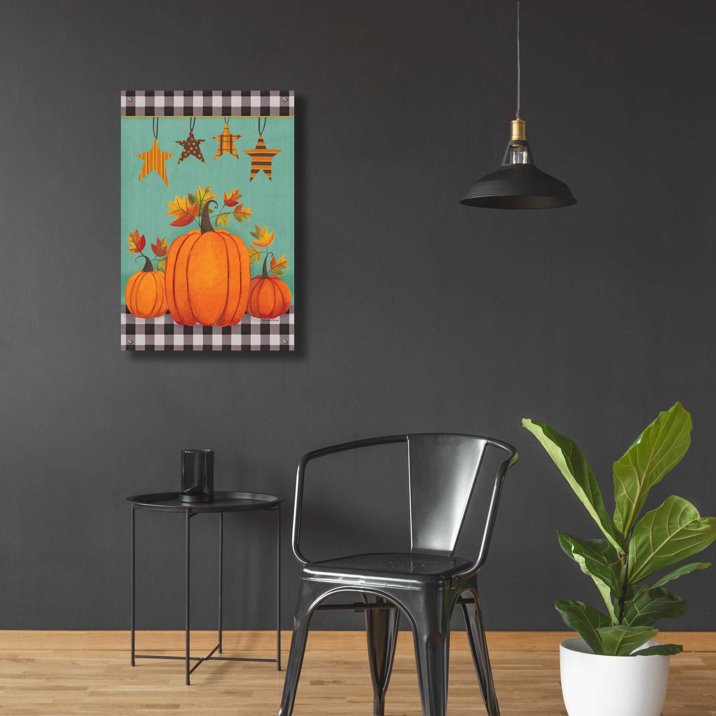 Epic Art 'Pumpkins & Stars' by Bernadette Deming, Acrylic Glass Wall Art,24x36