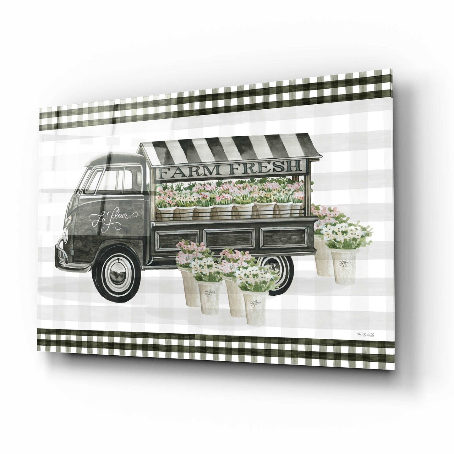 Epic Art 'Farm Fresh Flower Truck' by Cindy Jacobs, Acrylic Glass Wall Art,16x12