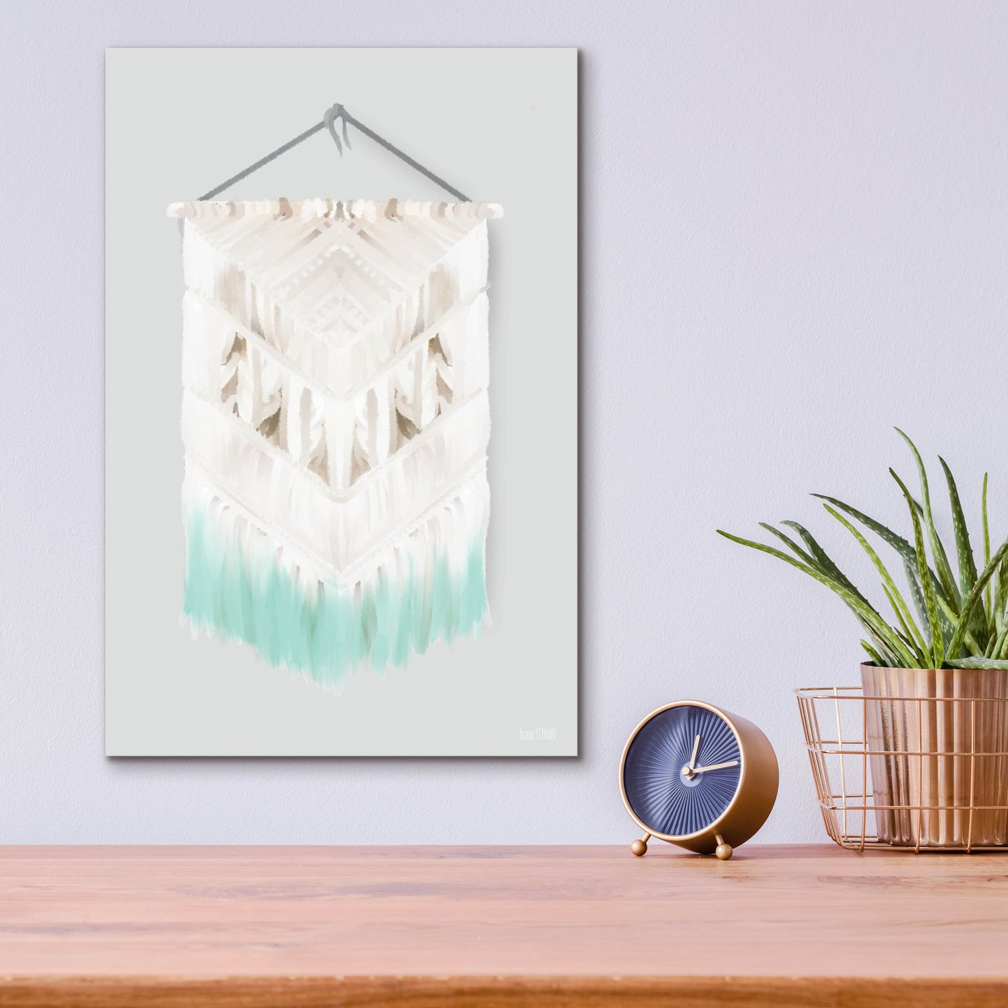 Epic Art 'Aqua Bohemian Macrame' by House Fenway, Acrylic Glass Wall Art,12x16