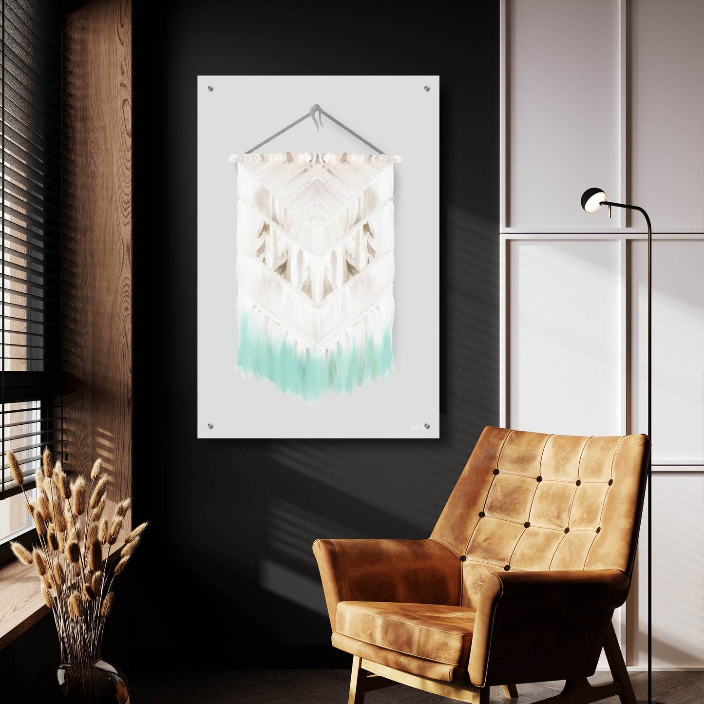 Epic Art 'Aqua Bohemian Macrame' by House Fenway, Acrylic Glass Wall Art,24x36