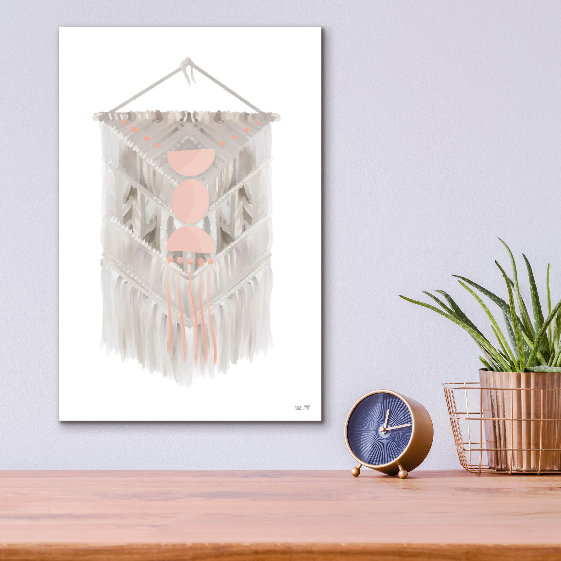 Epic Art 'Pink Bohemian Macrame' by House Fenway, Acrylic Glass Wall Art,12x16