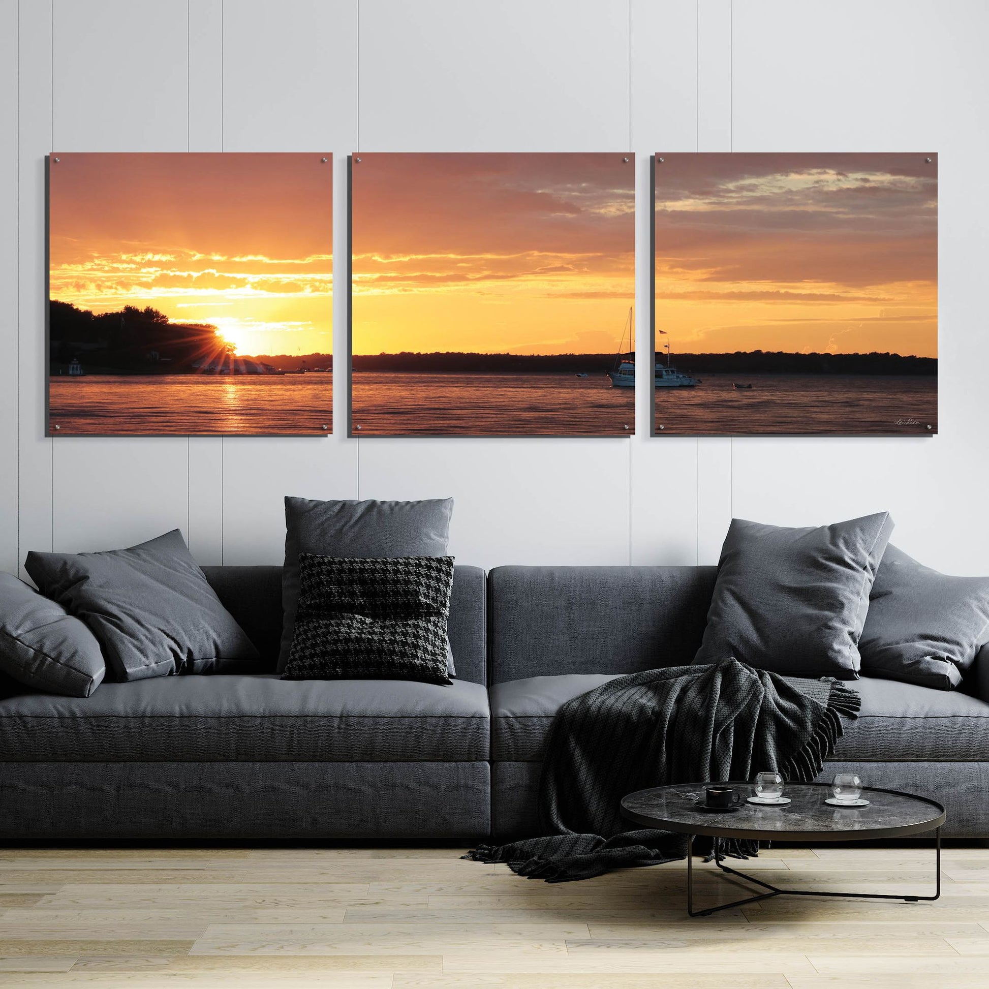 Epic Art 'Drifting' by Lori Deiter, Acrylic Glass Wall Art, 3 Piece Set,108x36