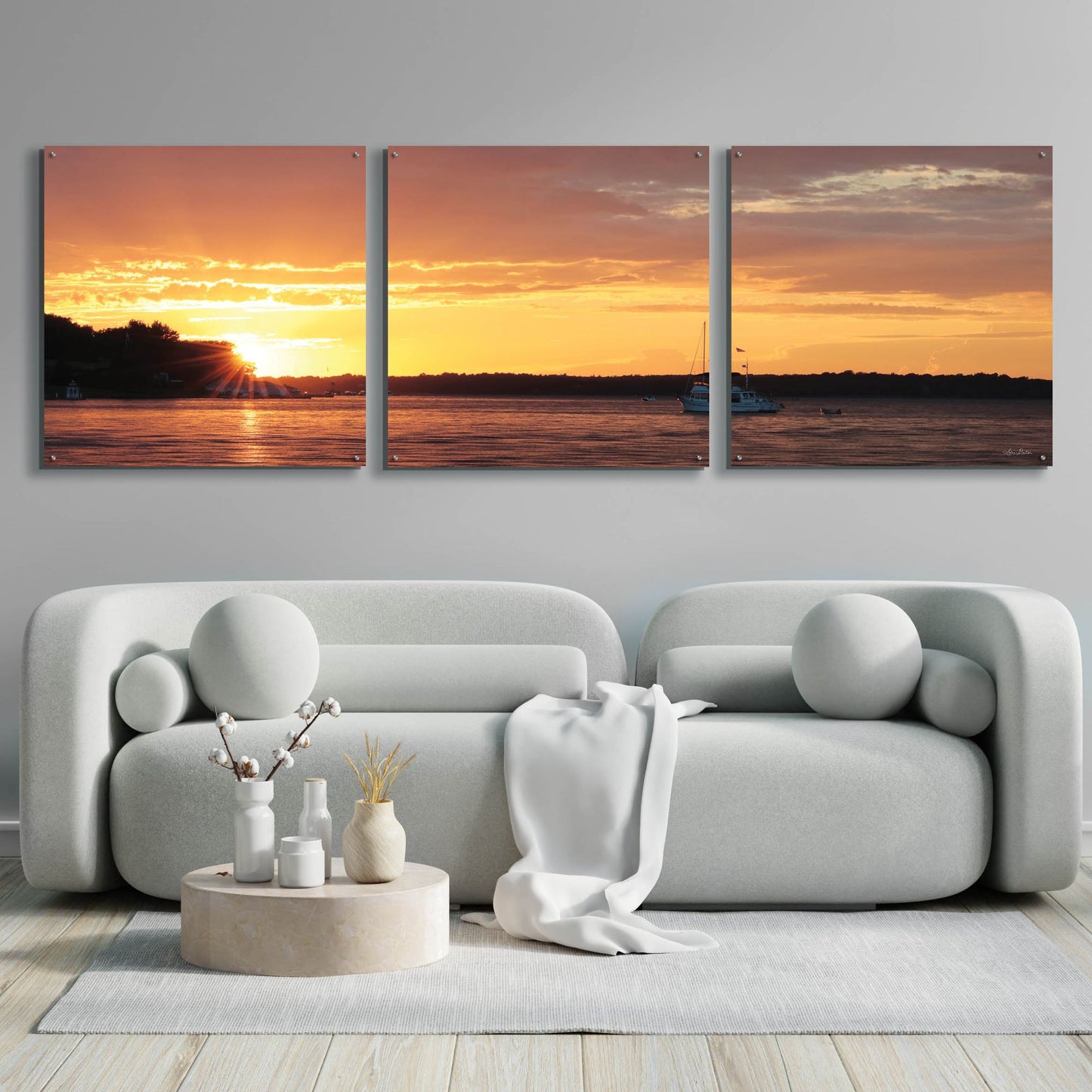 Epic Art 'Drifting' by Lori Deiter, Acrylic Glass Wall Art, 3 Piece Set,108x36