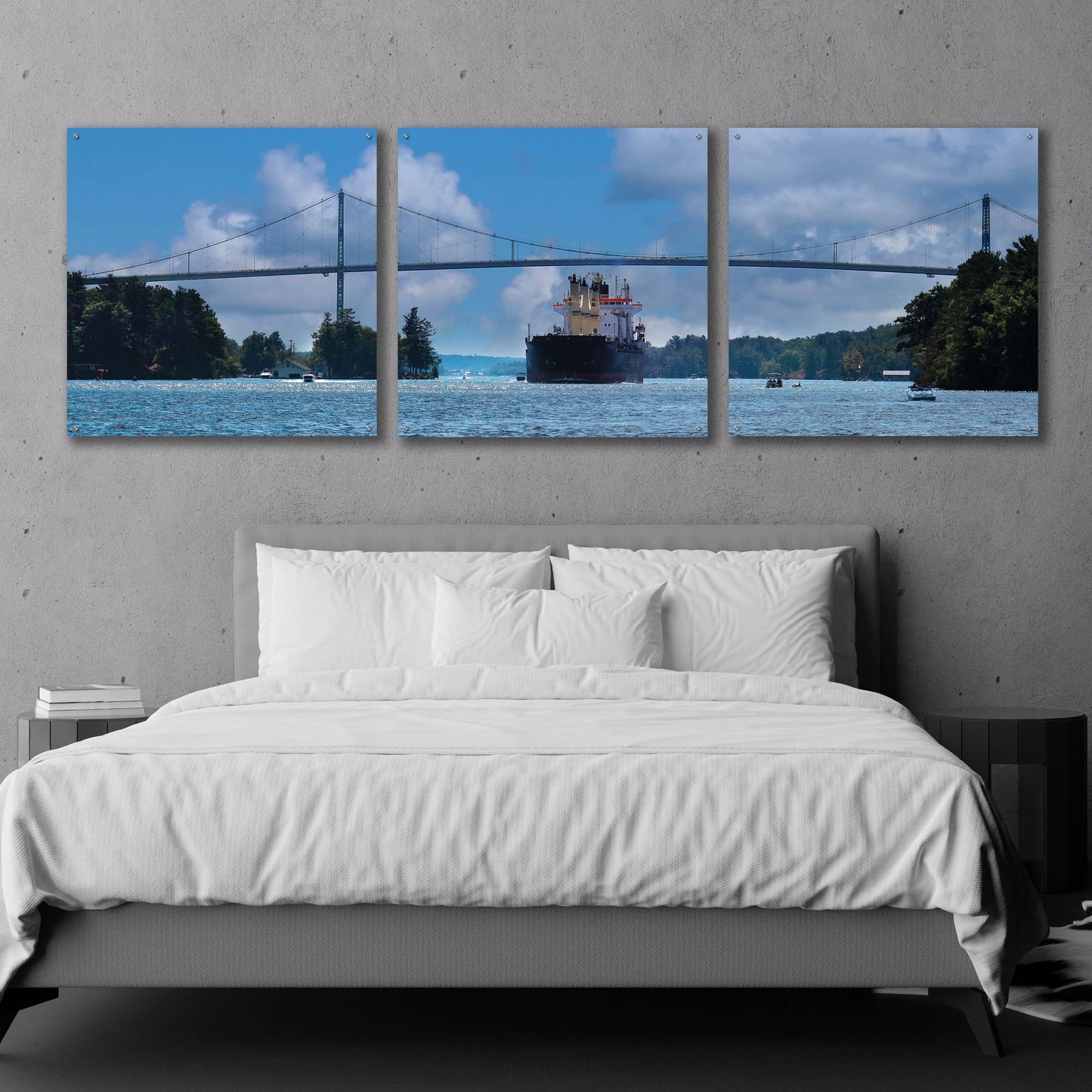 Epic Art 'Rolling on the River' by Lori Deiter, Acrylic Glass Wall Art, 3 Piece Set,108x36