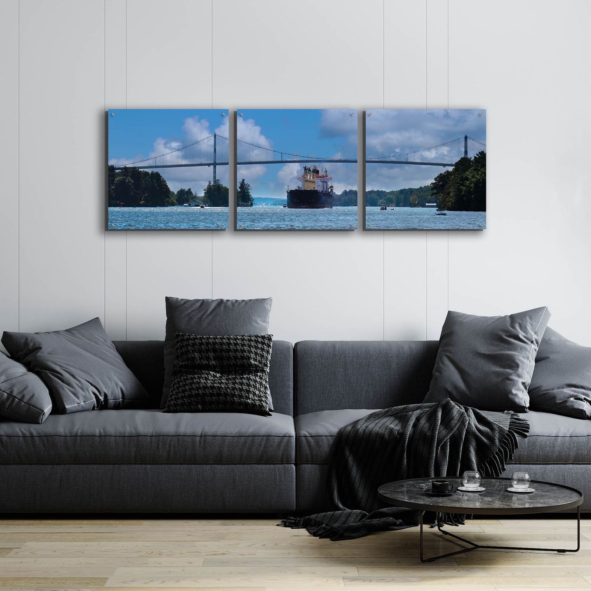 Epic Art 'Rolling on the River' by Lori Deiter, Acrylic Glass Wall Art, 3 Piece Set,72x24