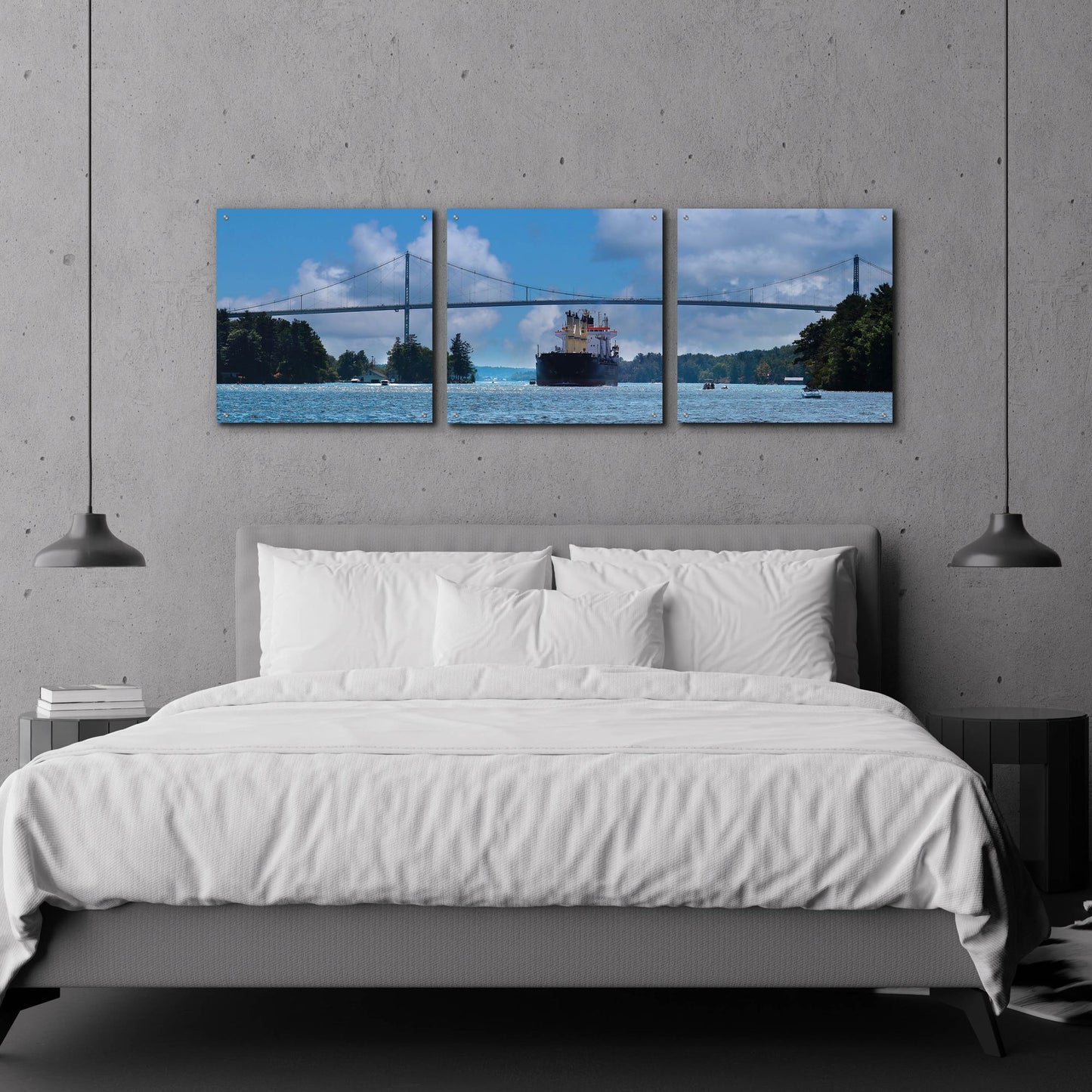 Epic Art 'Rolling on the River' by Lori Deiter, Acrylic Glass Wall Art, 3 Piece Set,72x24