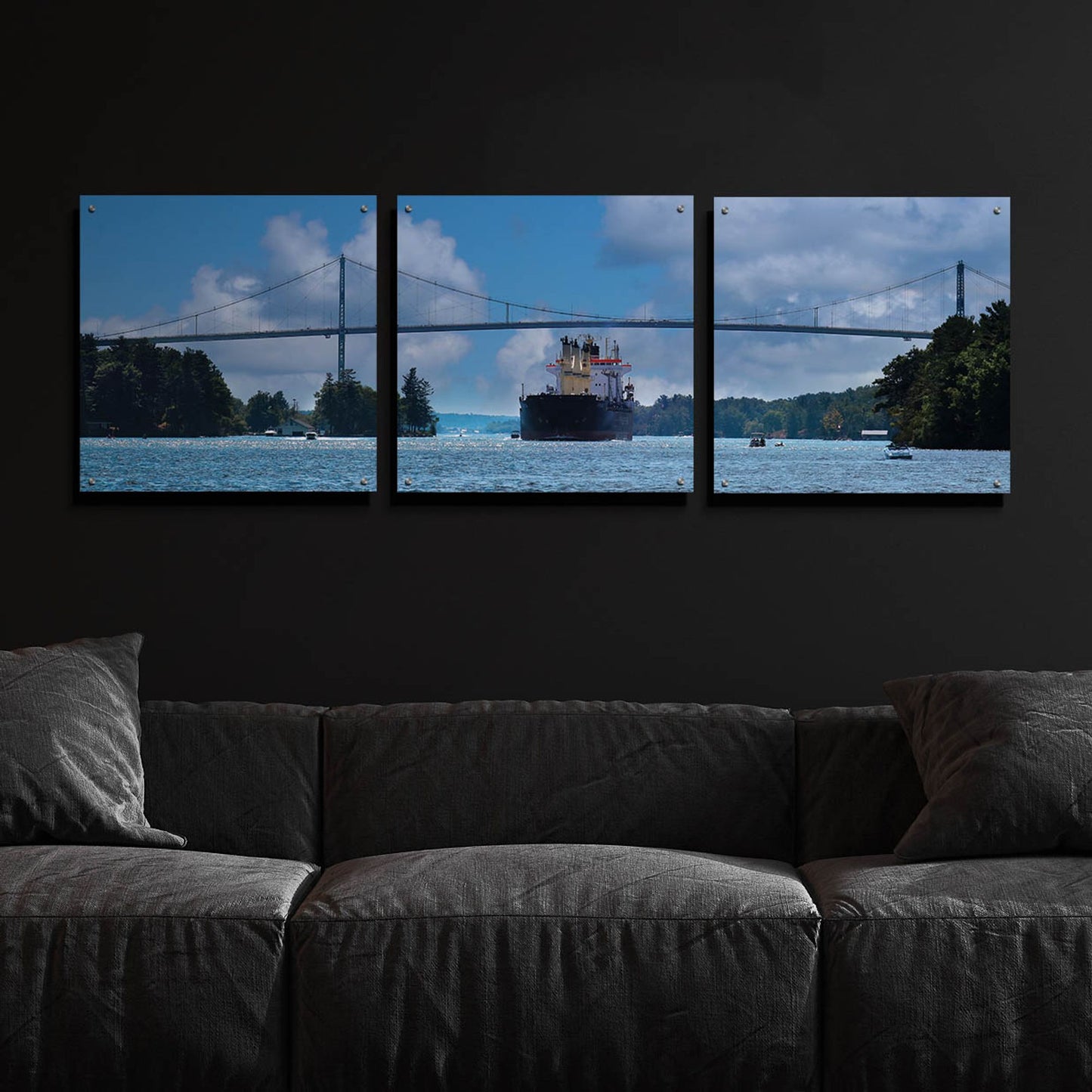 Epic Art 'Rolling on the River' by Lori Deiter, Acrylic Glass Wall Art, 3 Piece Set,72x24