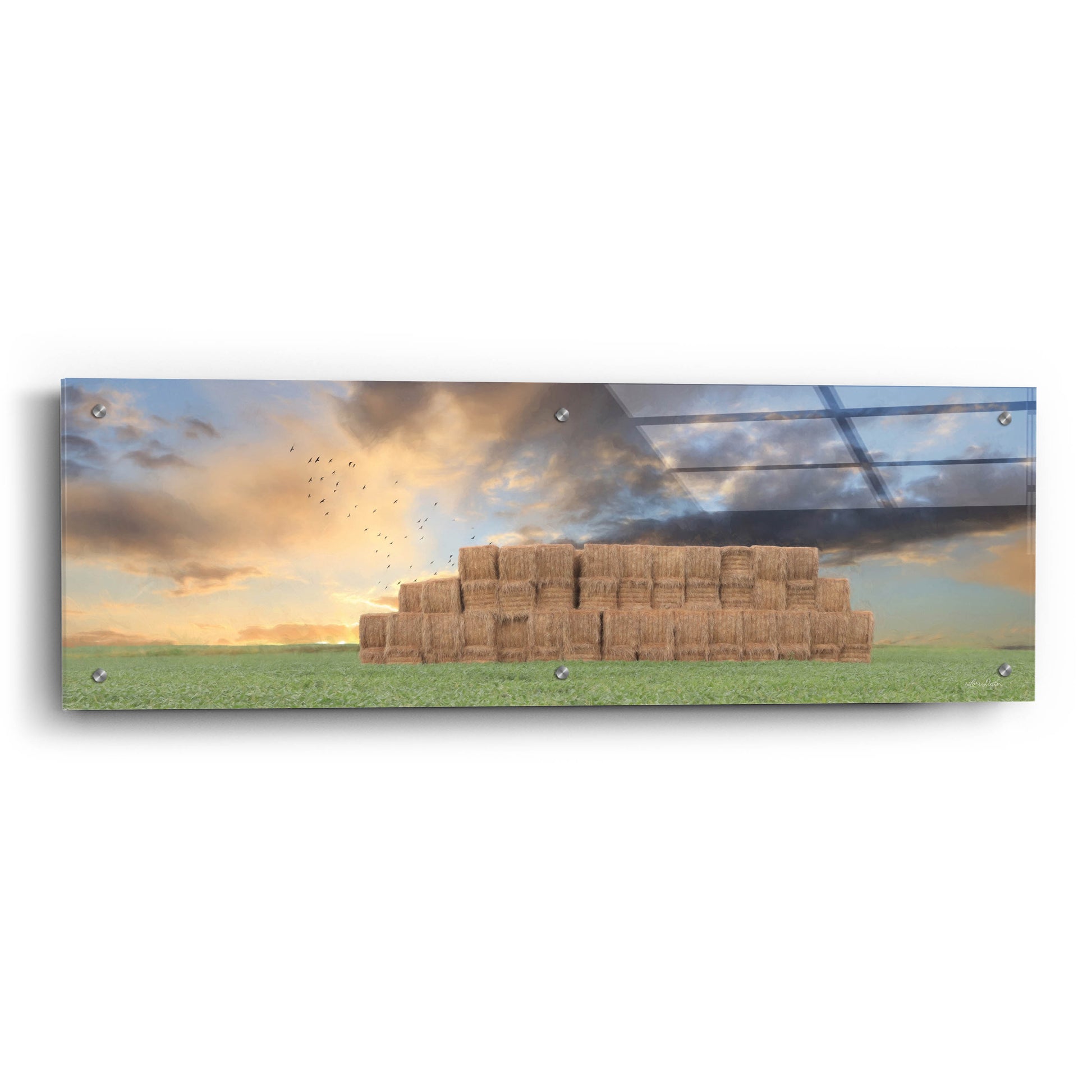 Epic Art 'Haystack Harvest' by Lori Deiter, Acrylic Glass Wall Art,36x12