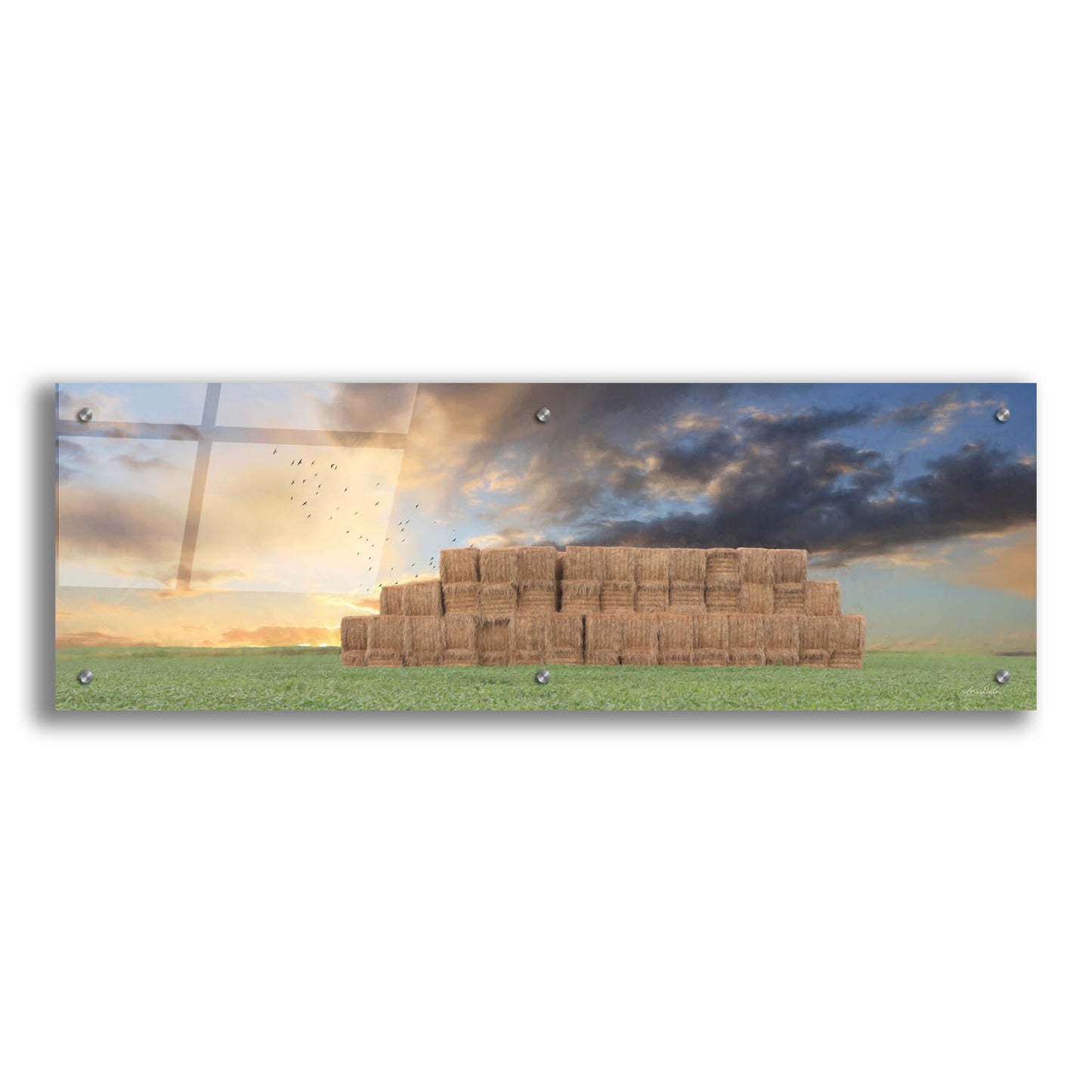 Epic Art 'Haystack Harvest' by Lori Deiter, Acrylic Glass Wall Art,36x12