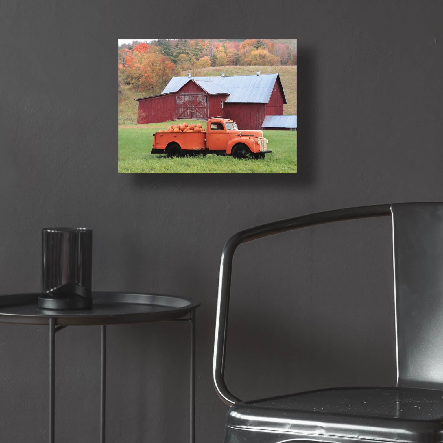 Epic Art 'Orange Pumpkin Truck' by Lori Deiter, Acrylic Glass Wall Art,16x12