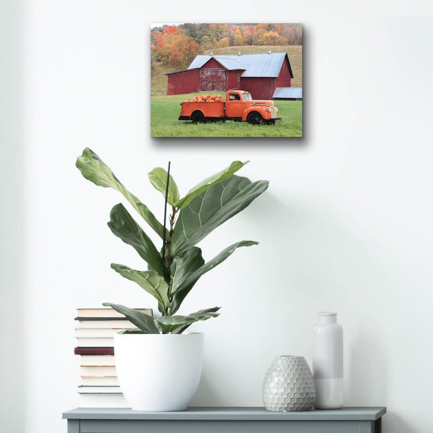 Epic Art 'Orange Pumpkin Truck' by Lori Deiter, Acrylic Glass Wall Art,16x12