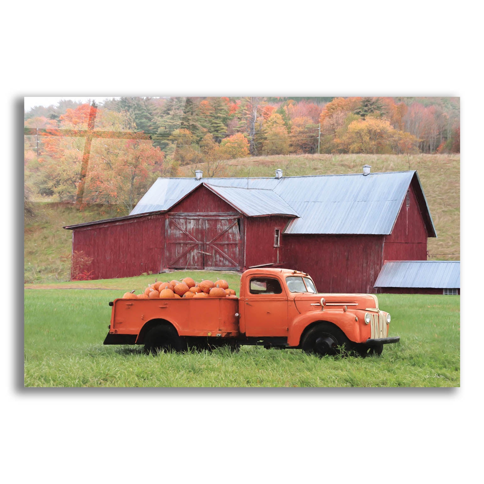 Epic Art 'Orange Pumpkin Truck' by Lori Deiter, Acrylic Glass Wall Art,16x12