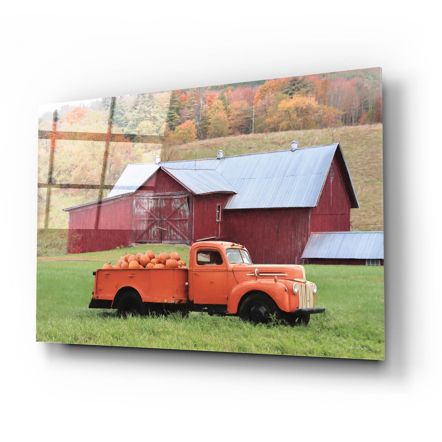 Epic Art 'Orange Pumpkin Truck' by Lori Deiter, Acrylic Glass Wall Art,24x16