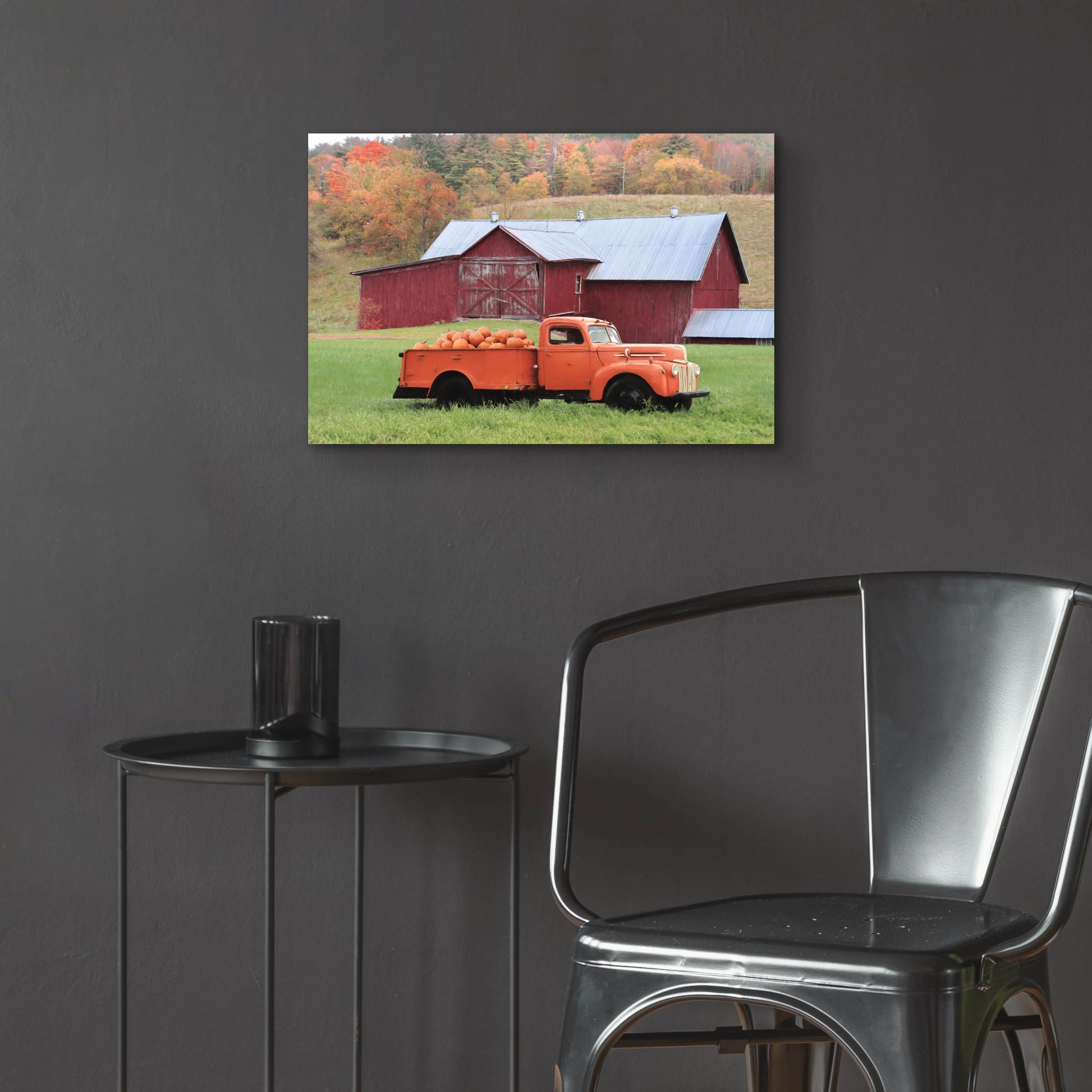 Epic Art 'Orange Pumpkin Truck' by Lori Deiter, Acrylic Glass Wall Art,24x16