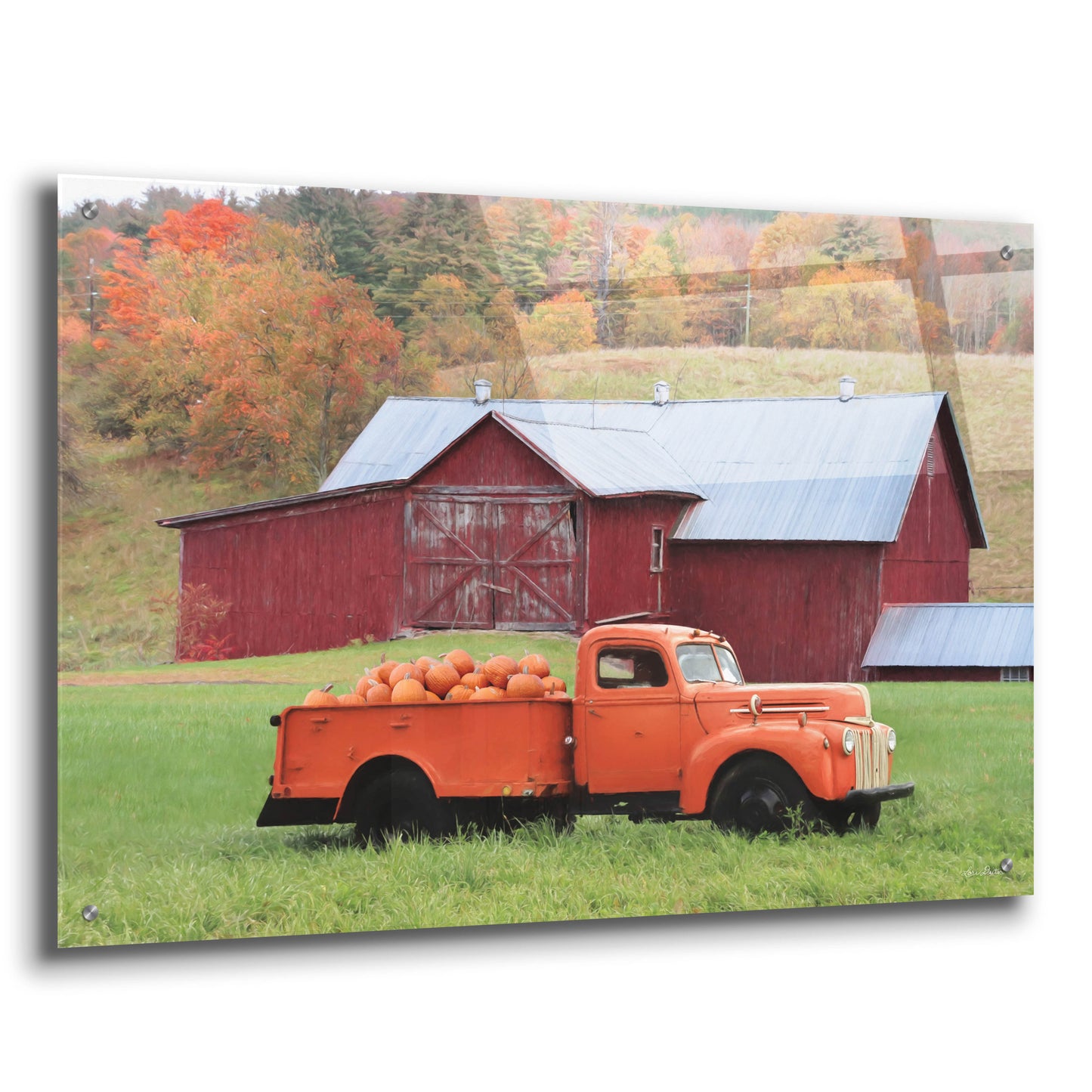 Epic Art 'Orange Pumpkin Truck' by Lori Deiter, Acrylic Glass Wall Art,36x24