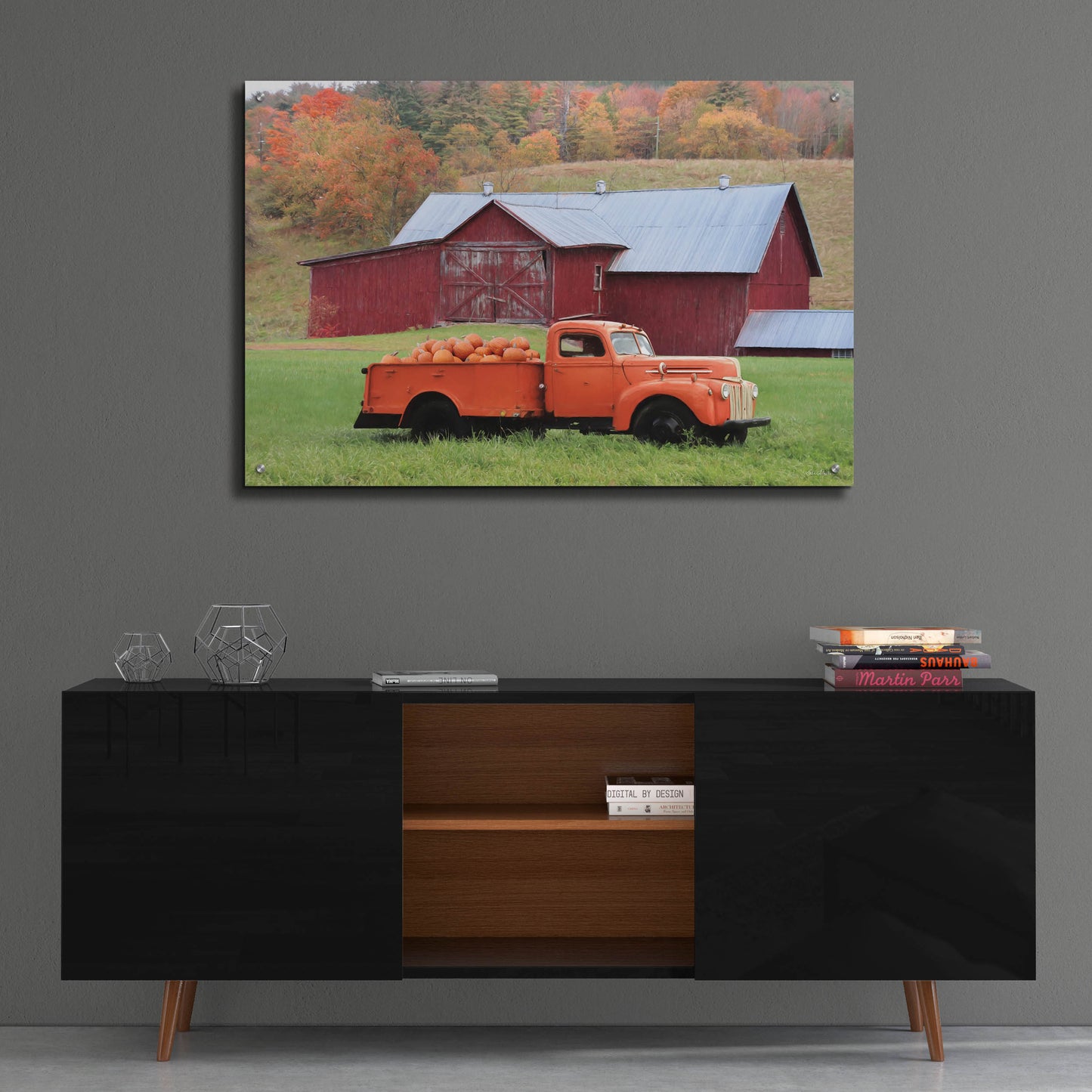 Epic Art 'Orange Pumpkin Truck' by Lori Deiter, Acrylic Glass Wall Art,36x24