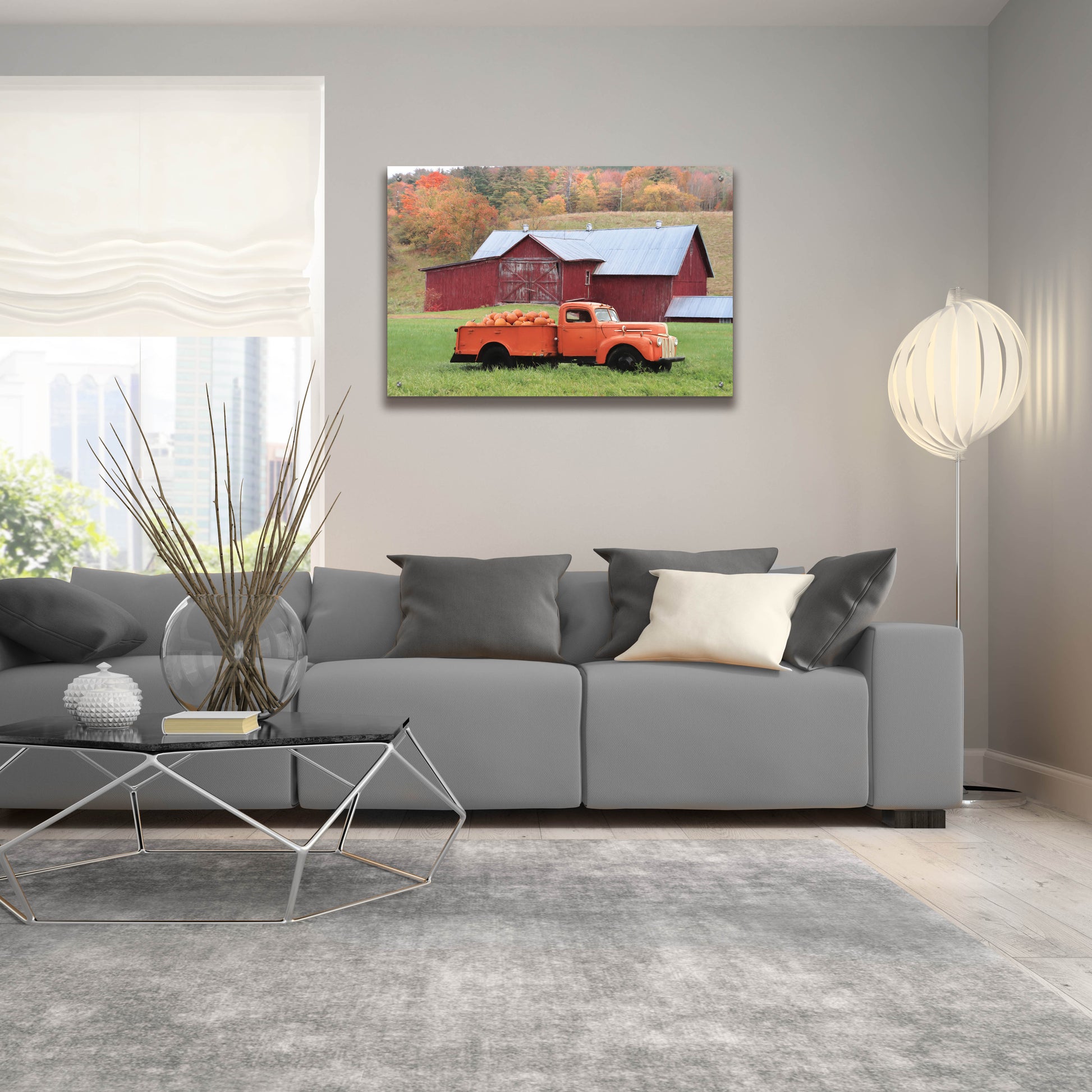 Epic Art 'Orange Pumpkin Truck' by Lori Deiter, Acrylic Glass Wall Art,36x24