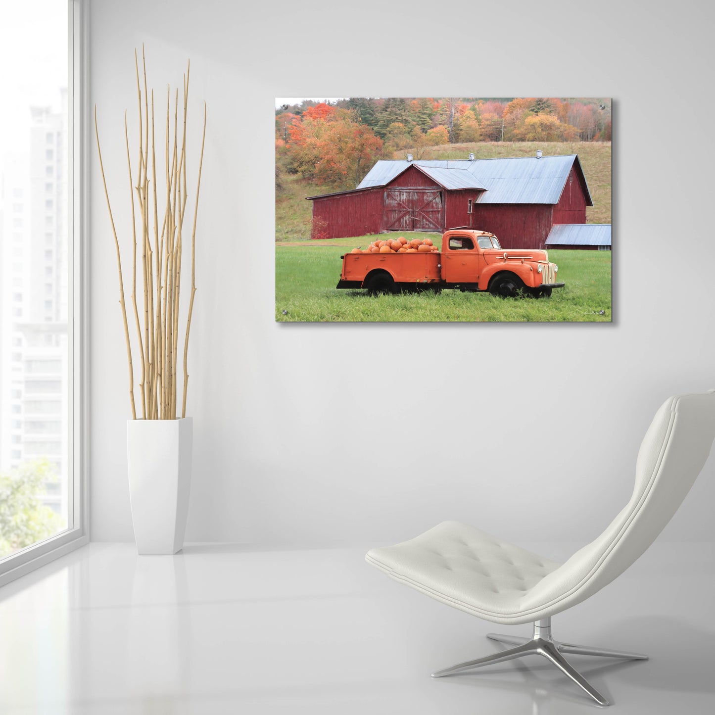 Epic Art 'Orange Pumpkin Truck' by Lori Deiter, Acrylic Glass Wall Art,36x24