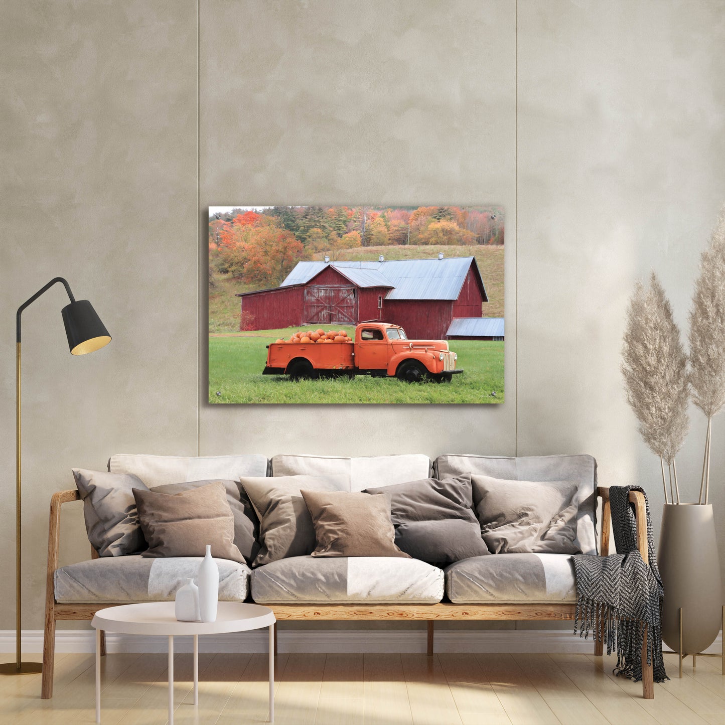 Epic Art 'Orange Pumpkin Truck' by Lori Deiter, Acrylic Glass Wall Art,36x24